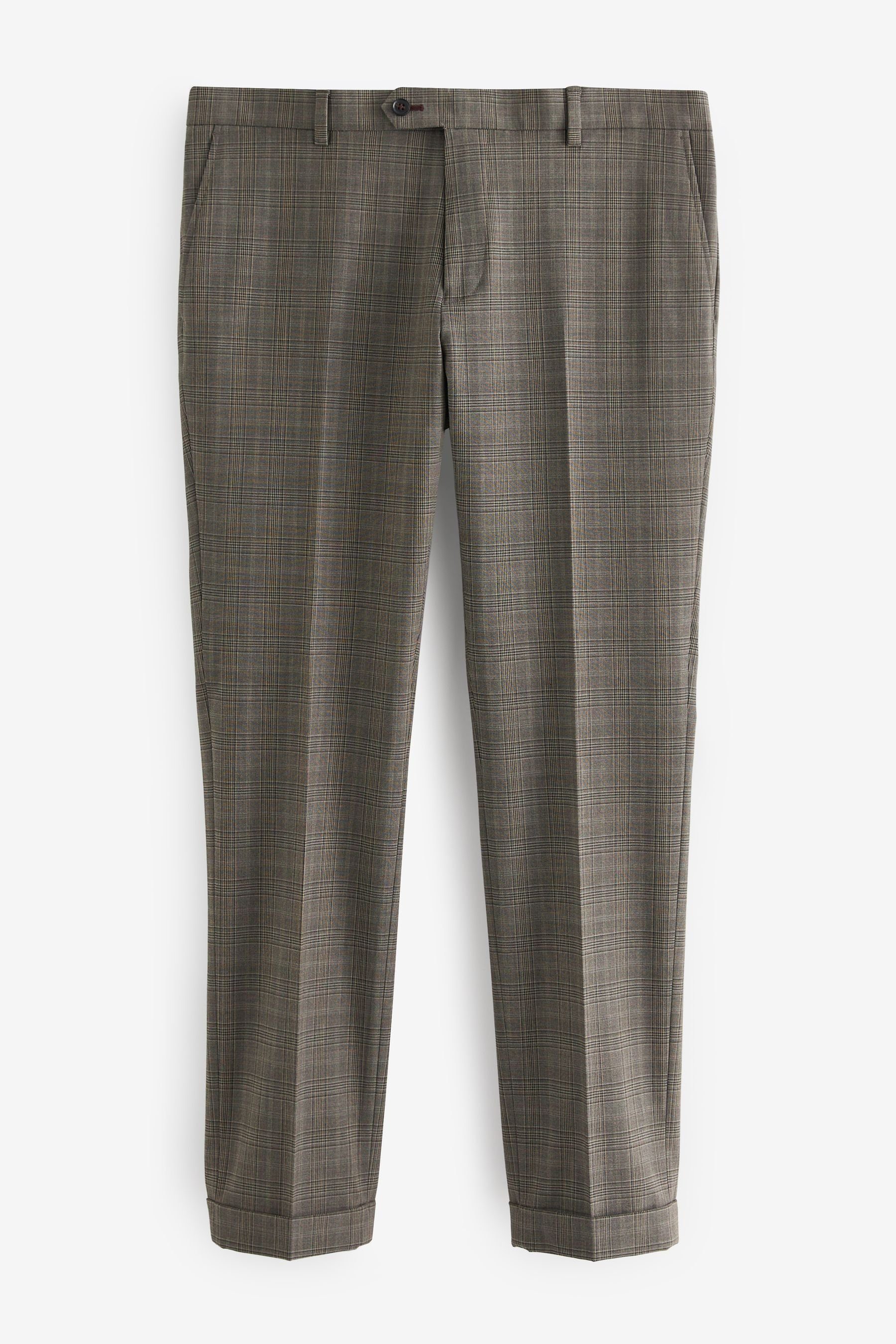 Next Anzughose Anzug mit Karomuster: Skinny-Fit-Hose (1-tlg) Brown