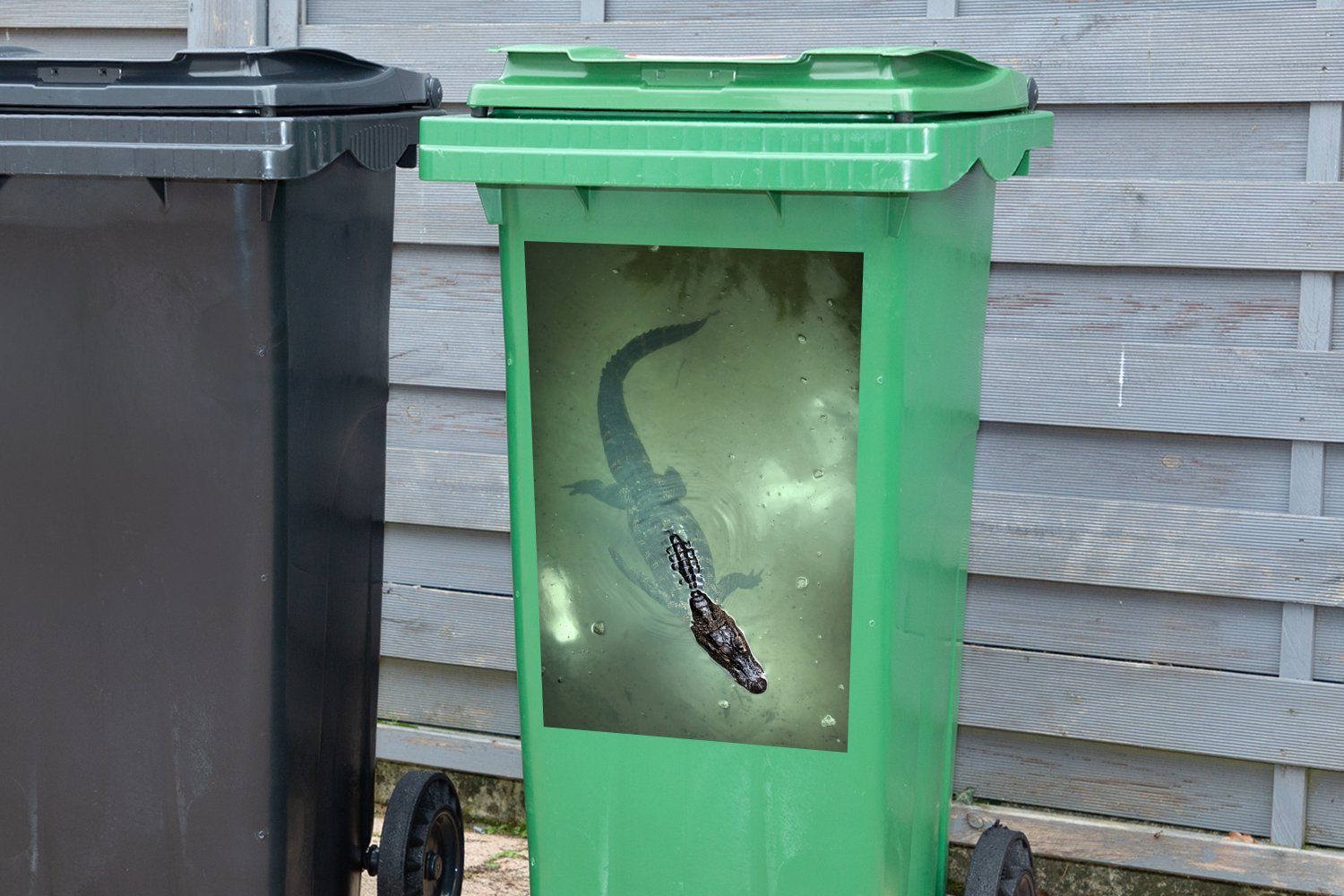 Wandsticker Abfalbehälter Reptilien St), - Mülleimer-aufkleber, - Mülltonne, MuchoWow Alligator Florida Container, (1 Sticker,