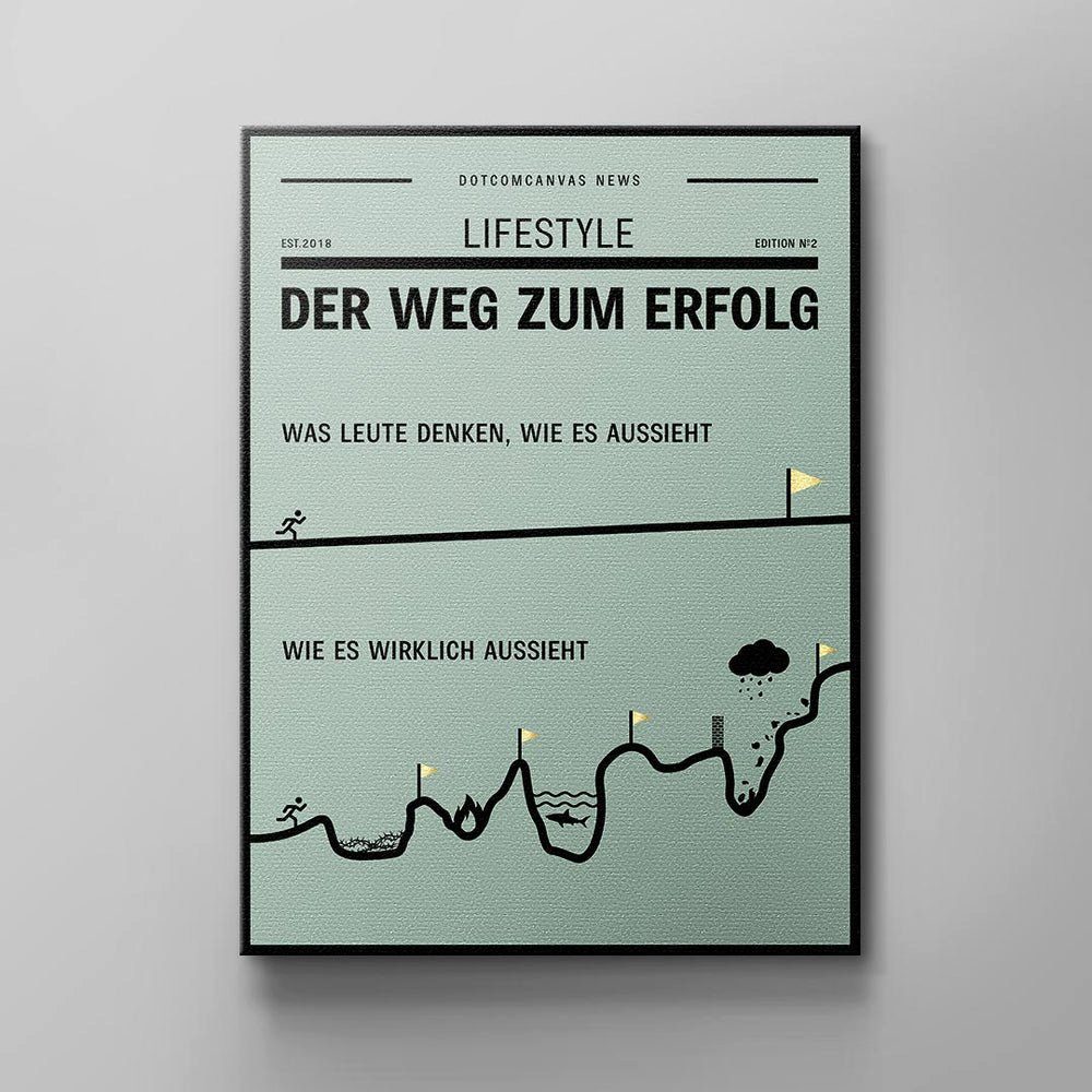 grün Wandbild DOTCOMCANVAS® Rahmen Leinwandbild, zum weg erfolg Motivation Lebensstil schwarz go flagge schwarzer Englisch,