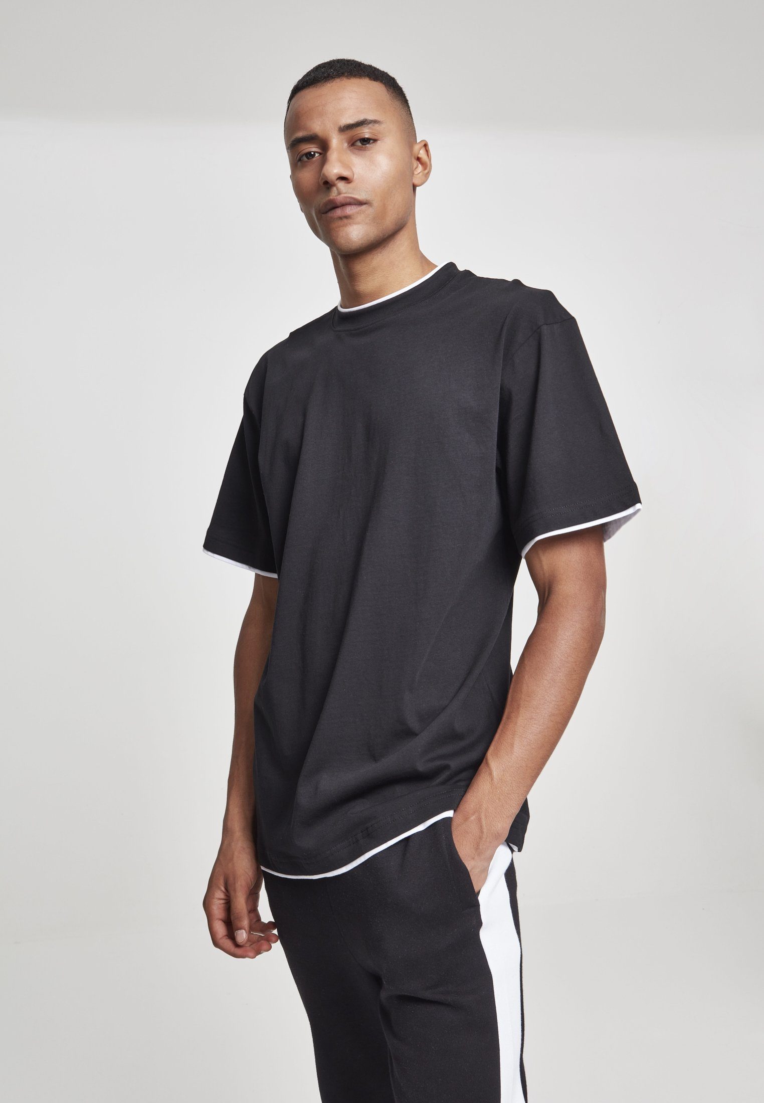 URBAN CLASSICS T-Shirt Herren Contrast Tall Tee (1-tlg) black/white