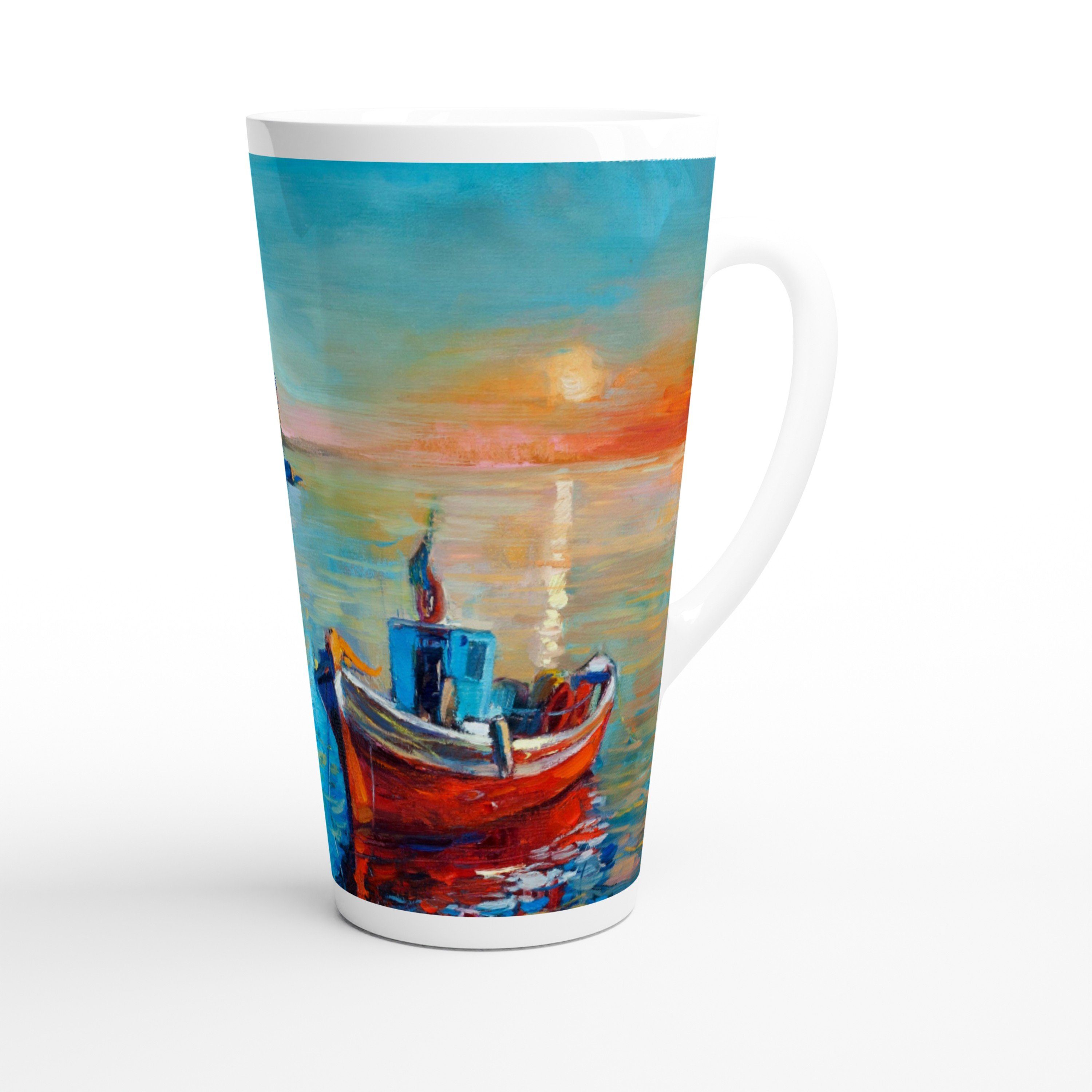 Alltagszauber Latte-Macchiato-Tasse - Jumbo-Tasse FISCHERHAFEN, Keramik, extra groß, für ca. 500ml Inhalt