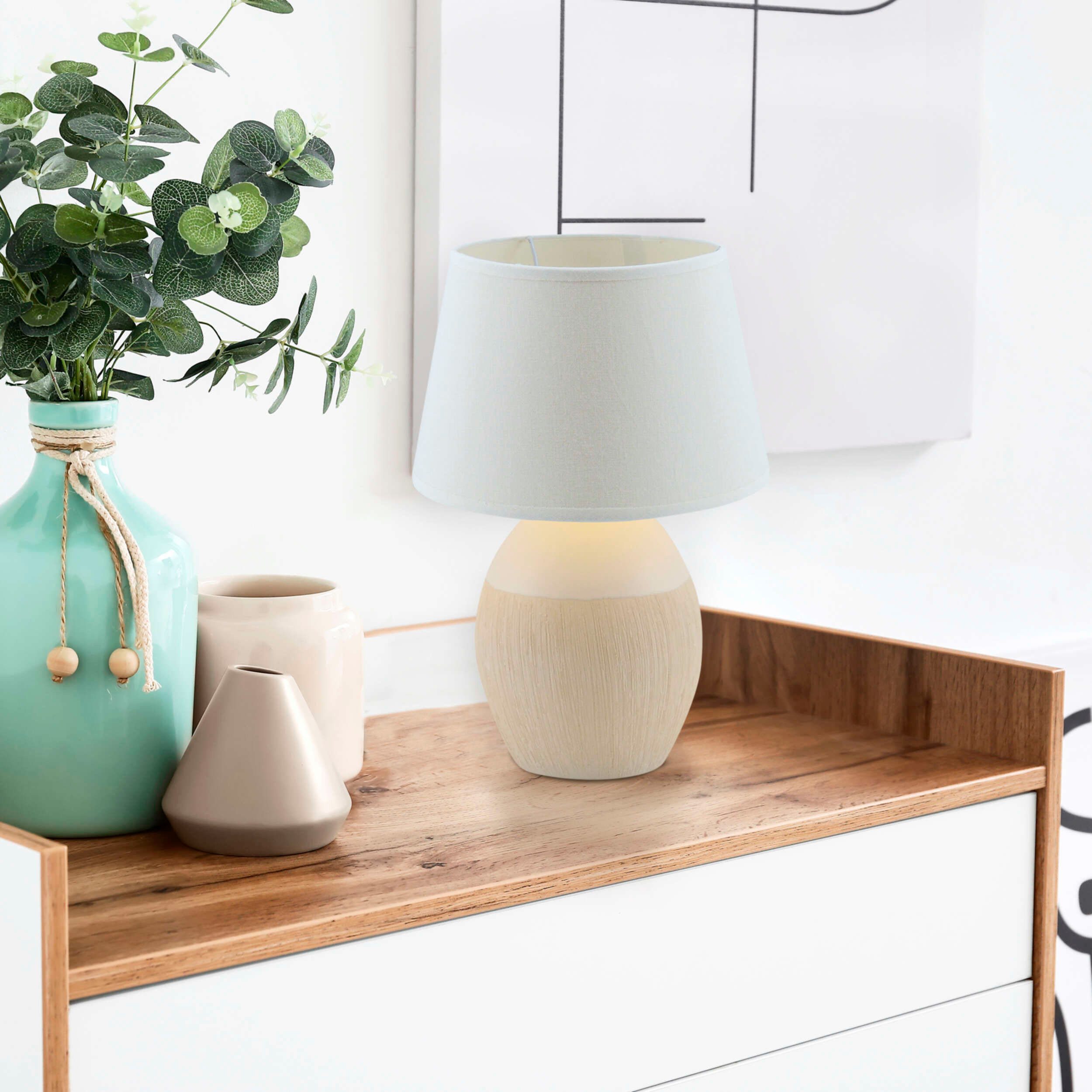 näve Tischleuchte Talia, ohne Leuchtmittel, Keramikfuß, Textilschirm, Zuleitung 130 cm mit Kippschalter, E14