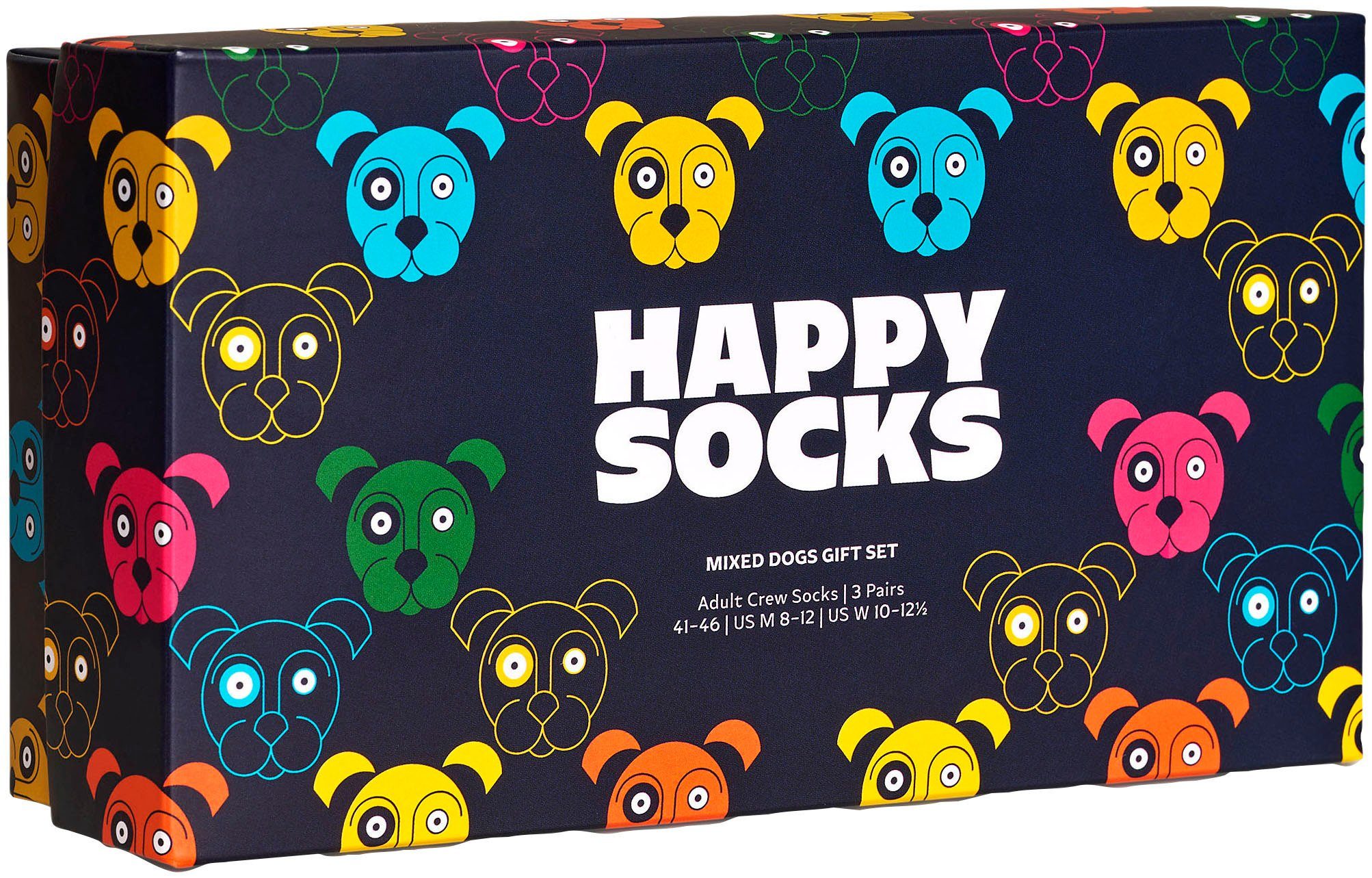 2 Happy 3-Pack Set Dog Hunde-Motiv Mixed Socken Gift Dog Socks (Packung) Socks Mixed