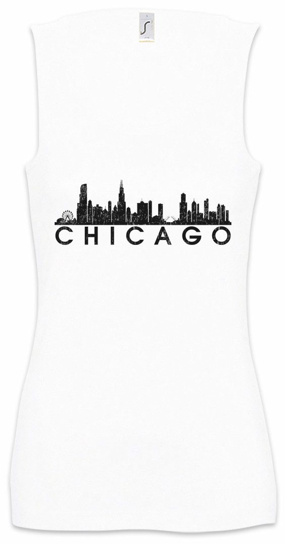 Urban Backwoods Tanktop Skyline Chicago Ärmelloses Damen T-Shirt City Staat United States USA America Gangster Mob Mafia