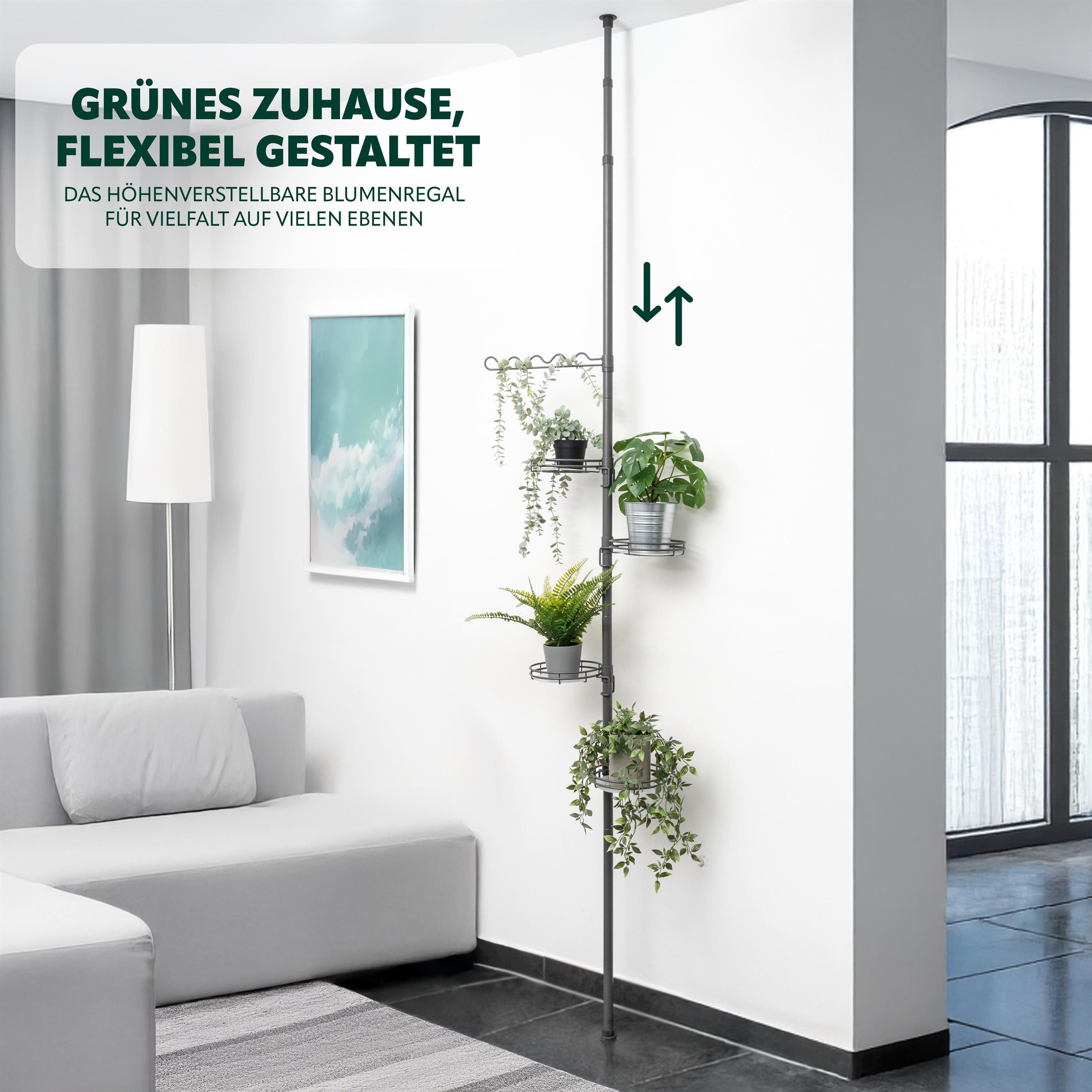 bremermann Blumenständer Teleskop-Blumenregal mit 4 Ablagen, Blumentreppe höhenverstellbar