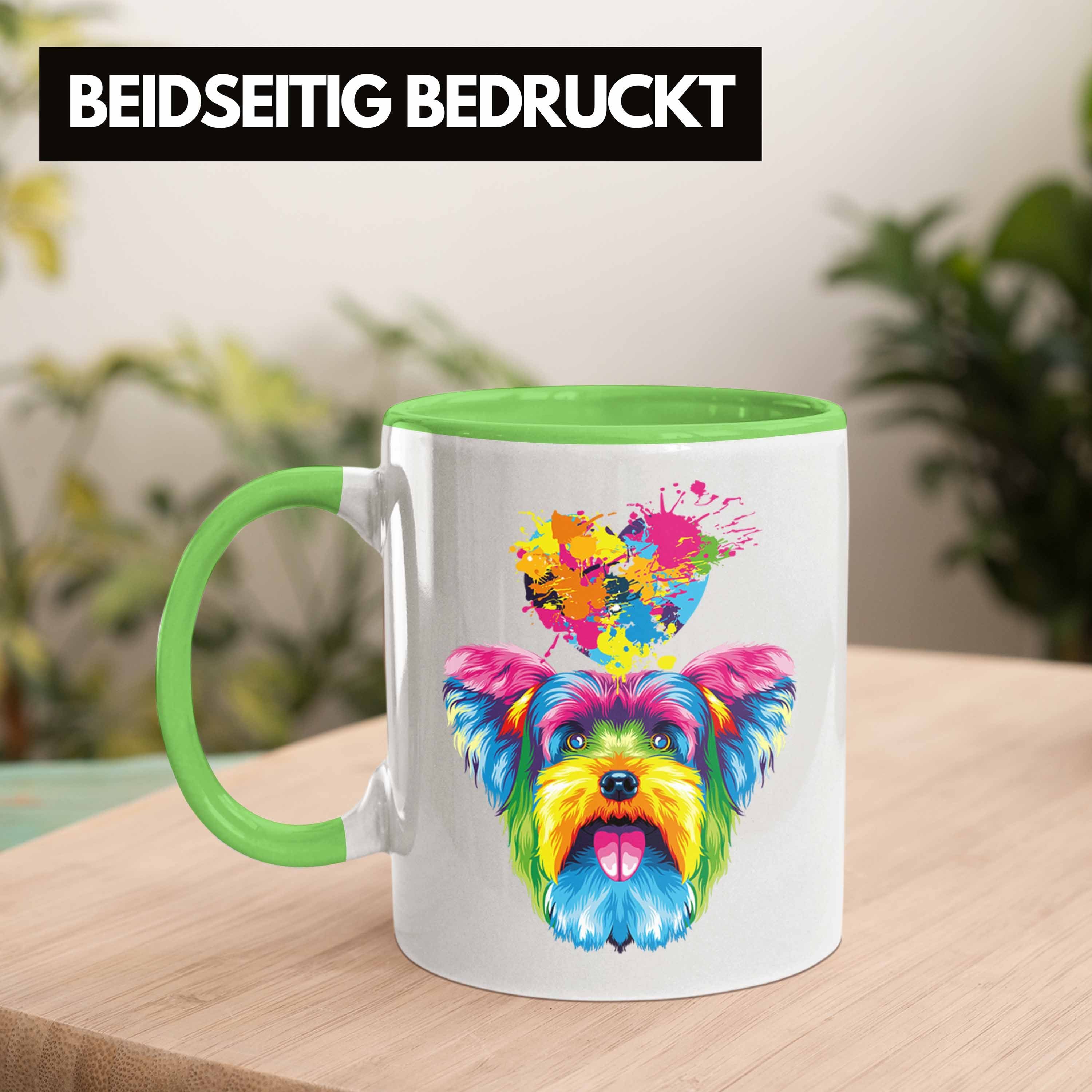 Trendation Tasse Yorkie Herz Farbe Grün Spruch Lustiger Tasse Besitzer Geschenkidee Geschenk