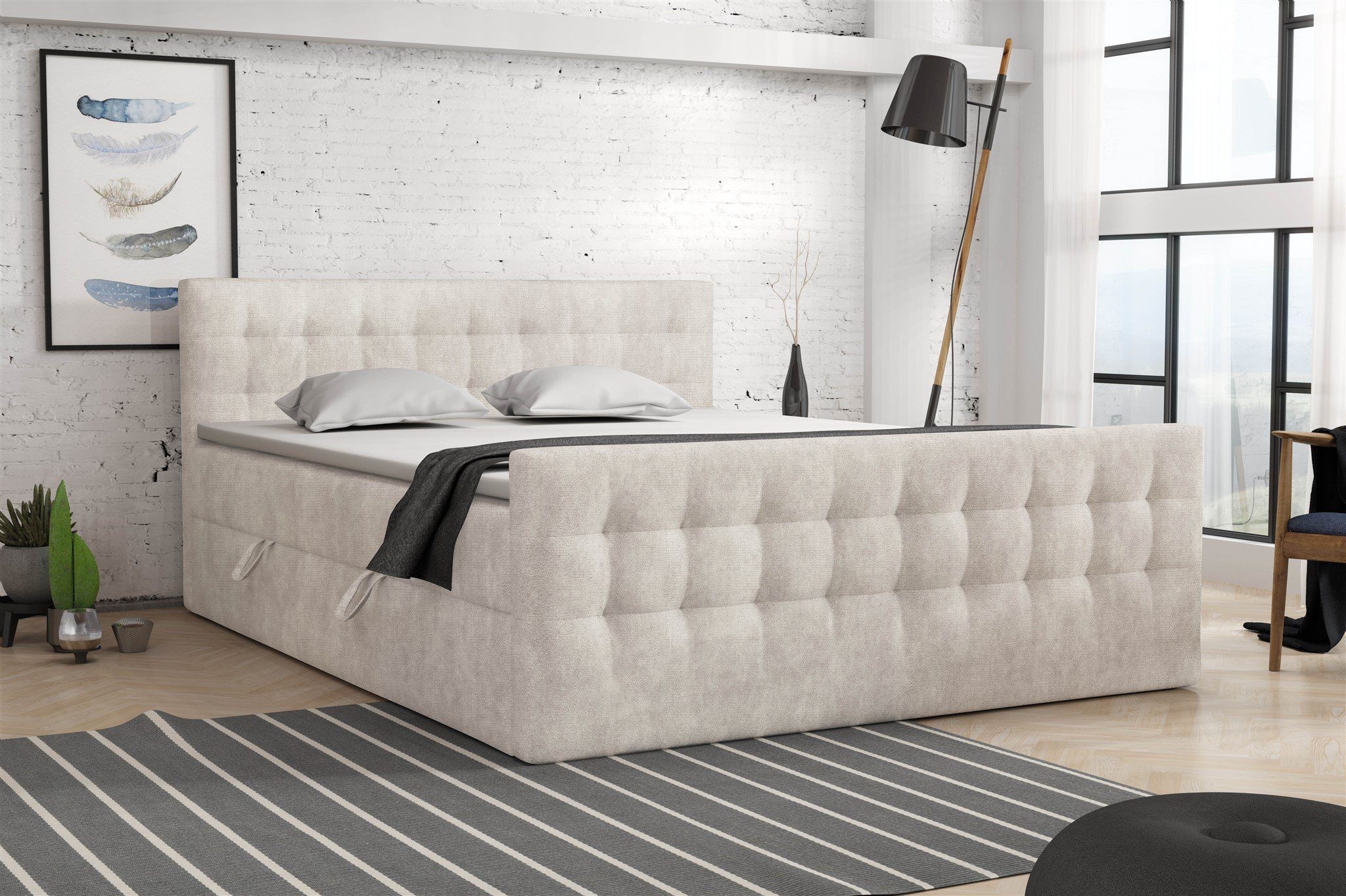 Fun Möbel Boxbett ANKER Deluxe in Stoff Preston, Monolith oder Perfect Harmony (inkl. Bettkästen und Topper), gepolstertes Fußteil