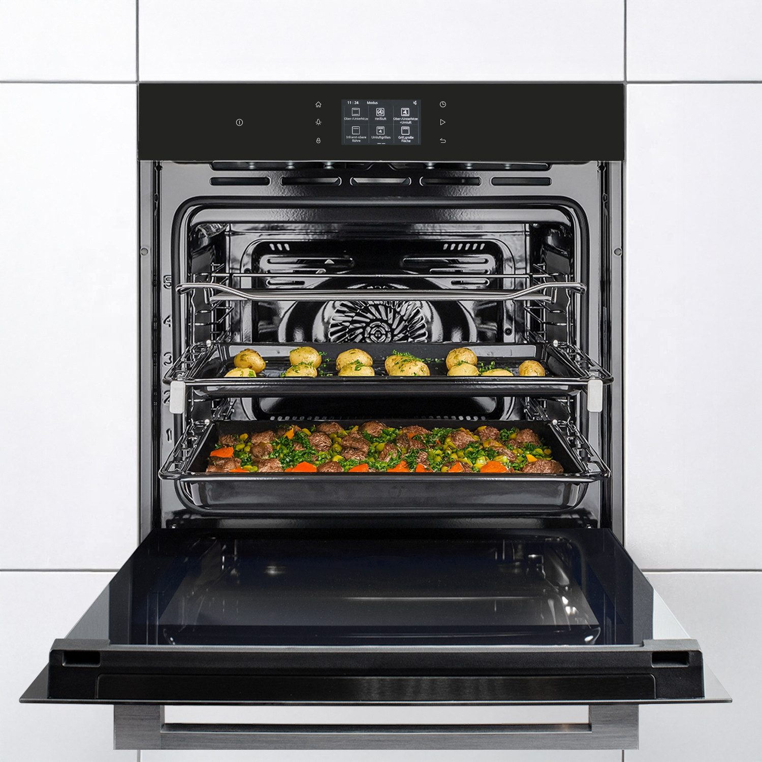 KKT KOLBE Backofen Backofen Elektroherd EB8017TFT TFT-Display, mit 1-fach-Teleskopauszug, Katalytische Platten, 60cm / Einbaubackofen / Heißluft / Soft Close / Katalyse-Reinigung
