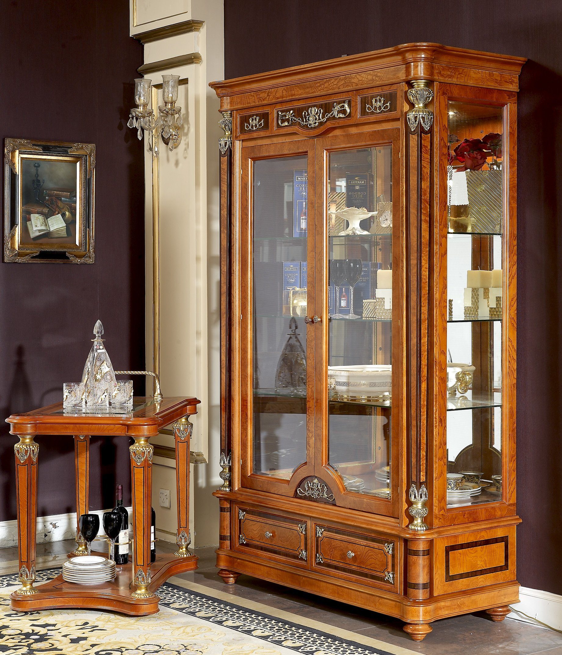 JVmoebel Vitrine Edle Vitrine Antik Barock Rokoko Schrank Schaufenster  Wohnzimmer