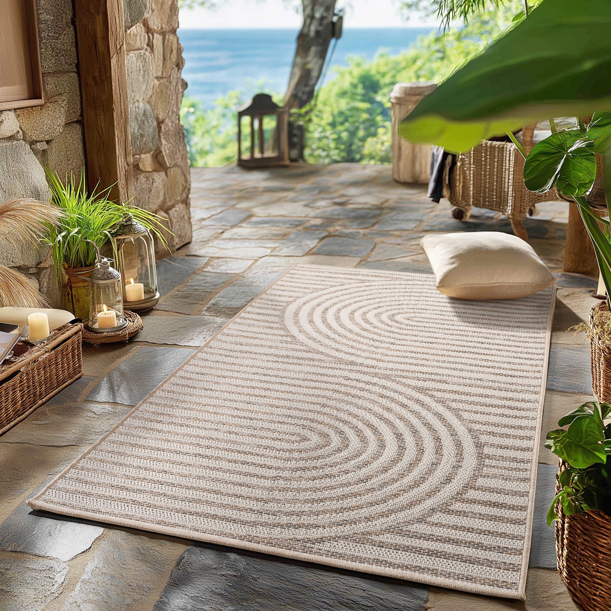 SIMPEX24 Outdoorteppich Boho Design, Läufer, Höhe: 5 mm, Outdoor Teppich We günstig online kaufen