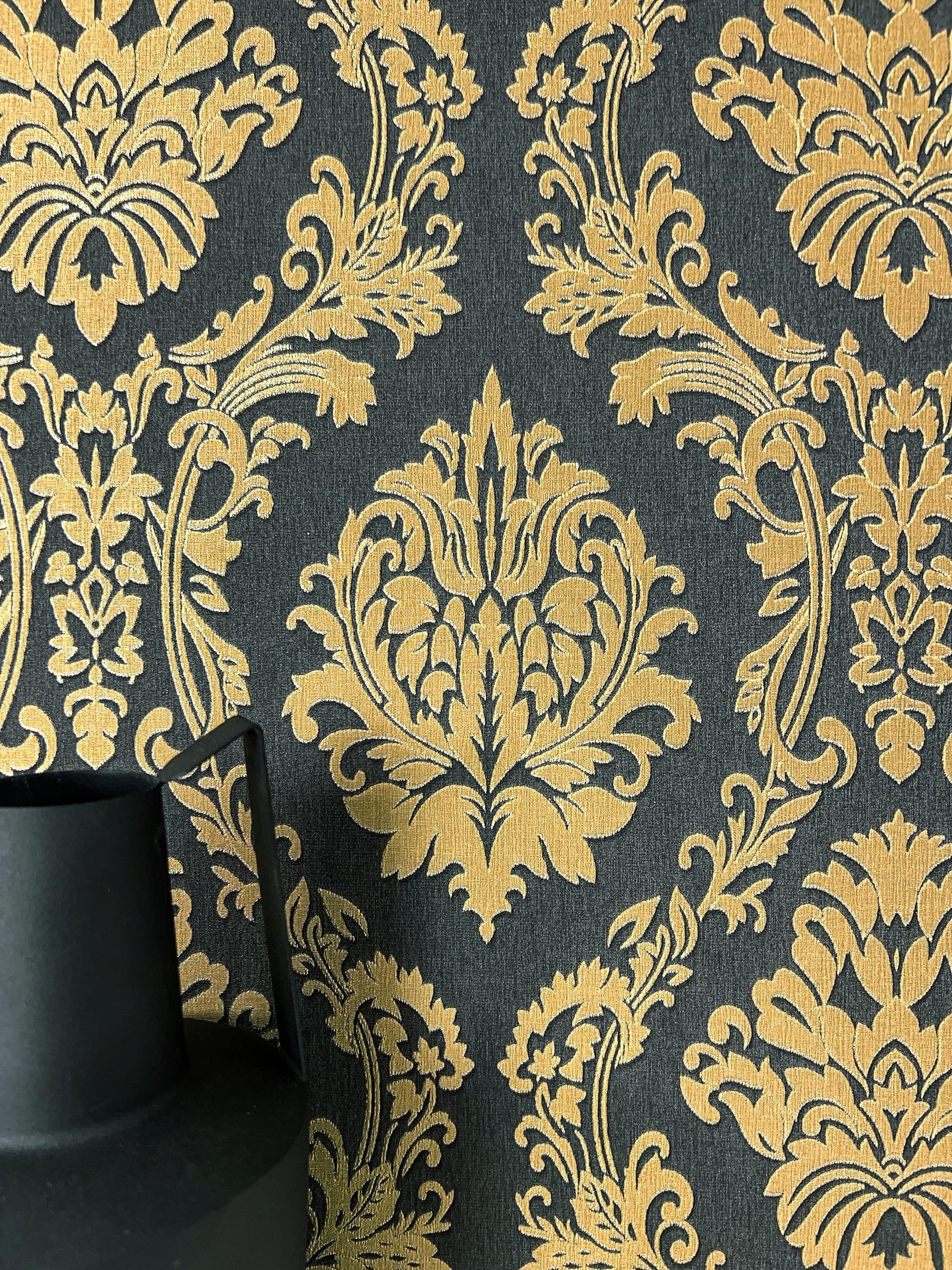 Newroom Vliestapete, Schwarz Glänzend Modern Ornamente günstig online kaufen
