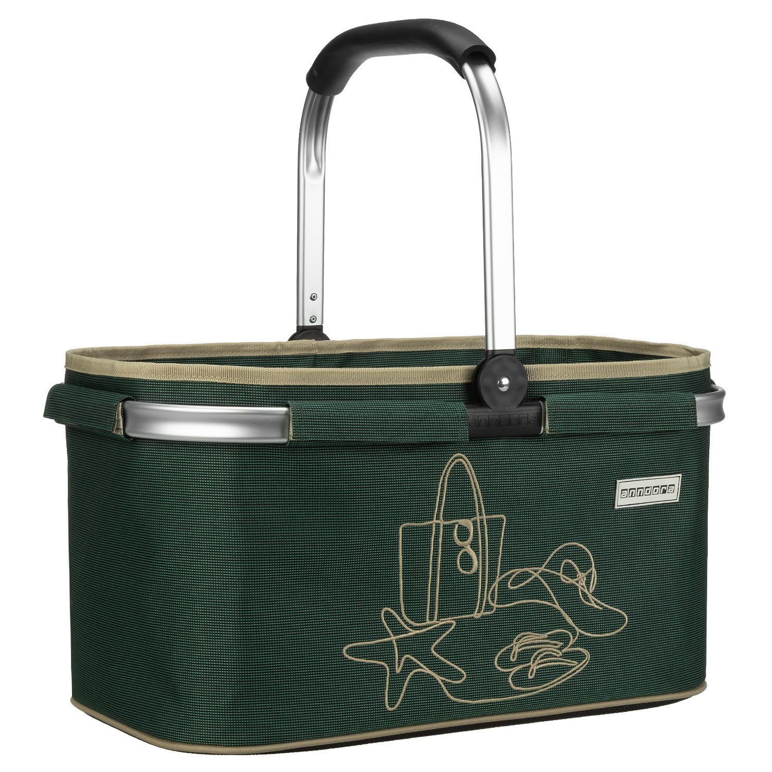 anndora Einkaufskorb mit stabilem Aluminiumrahmen, 22 l, Stoff durch Klettverschluss leicht abnehmbar zum Reinigen