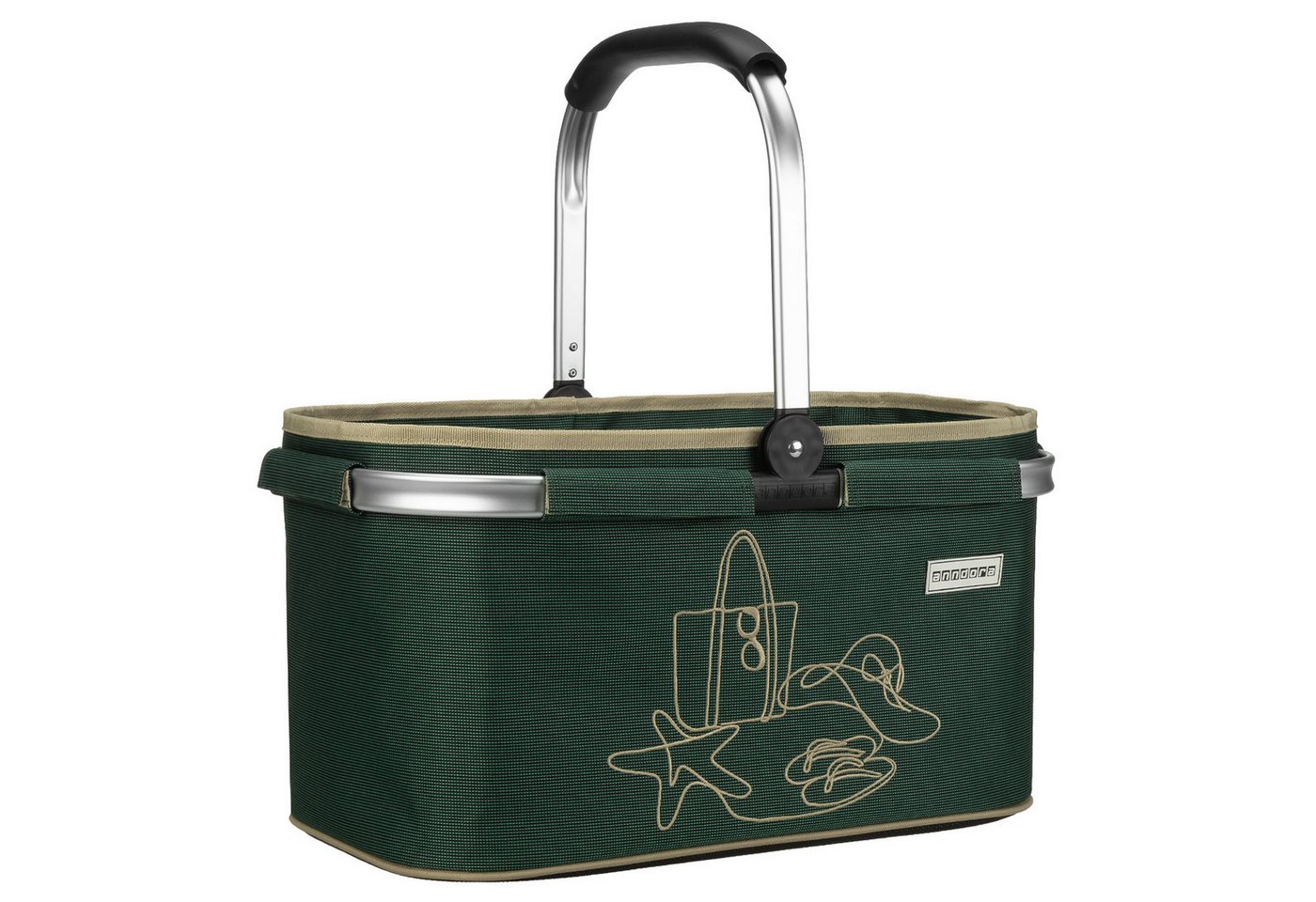 anndora Einkaufskorb mit stabilem Aluminiumrahmen, 22 l, Stoff durch Klettverschluss leicht abnehmbar zum Reinigen