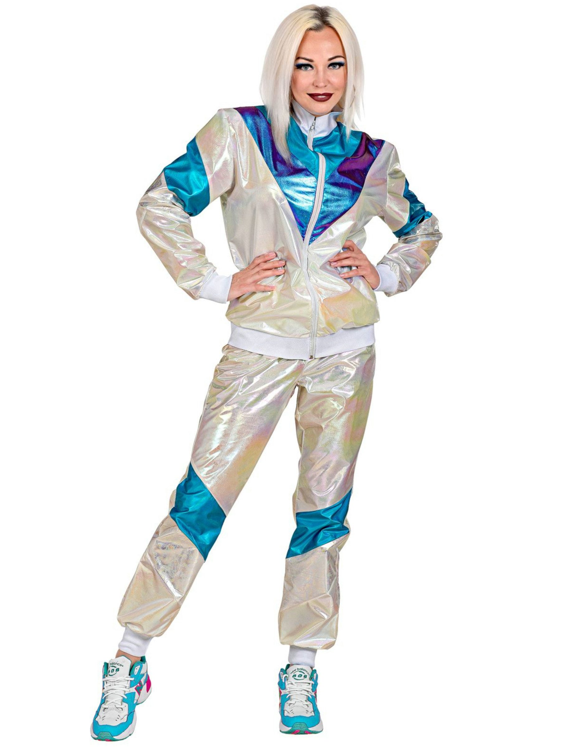 Widmann S.r.l. Kostüm Holographischer Retro Trainingsanzug für Erwachsene w günstig online kaufen