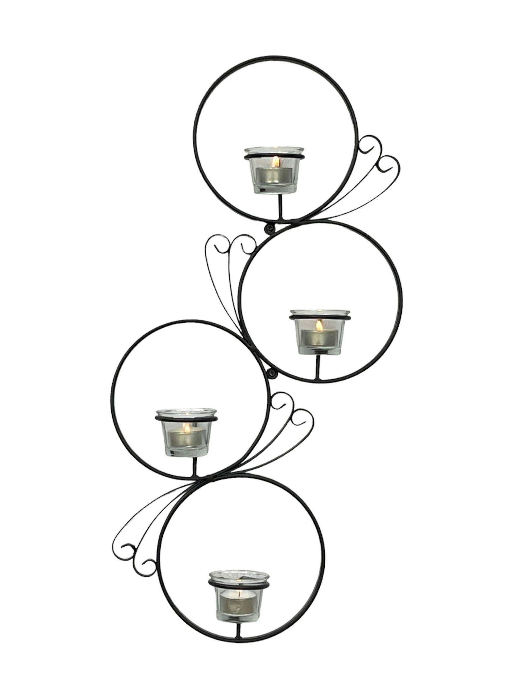 DanDiBo Teelichthalter Wandteelichthalter Metall Schwarz Rund Wandkerzenhalter 60cm Wand