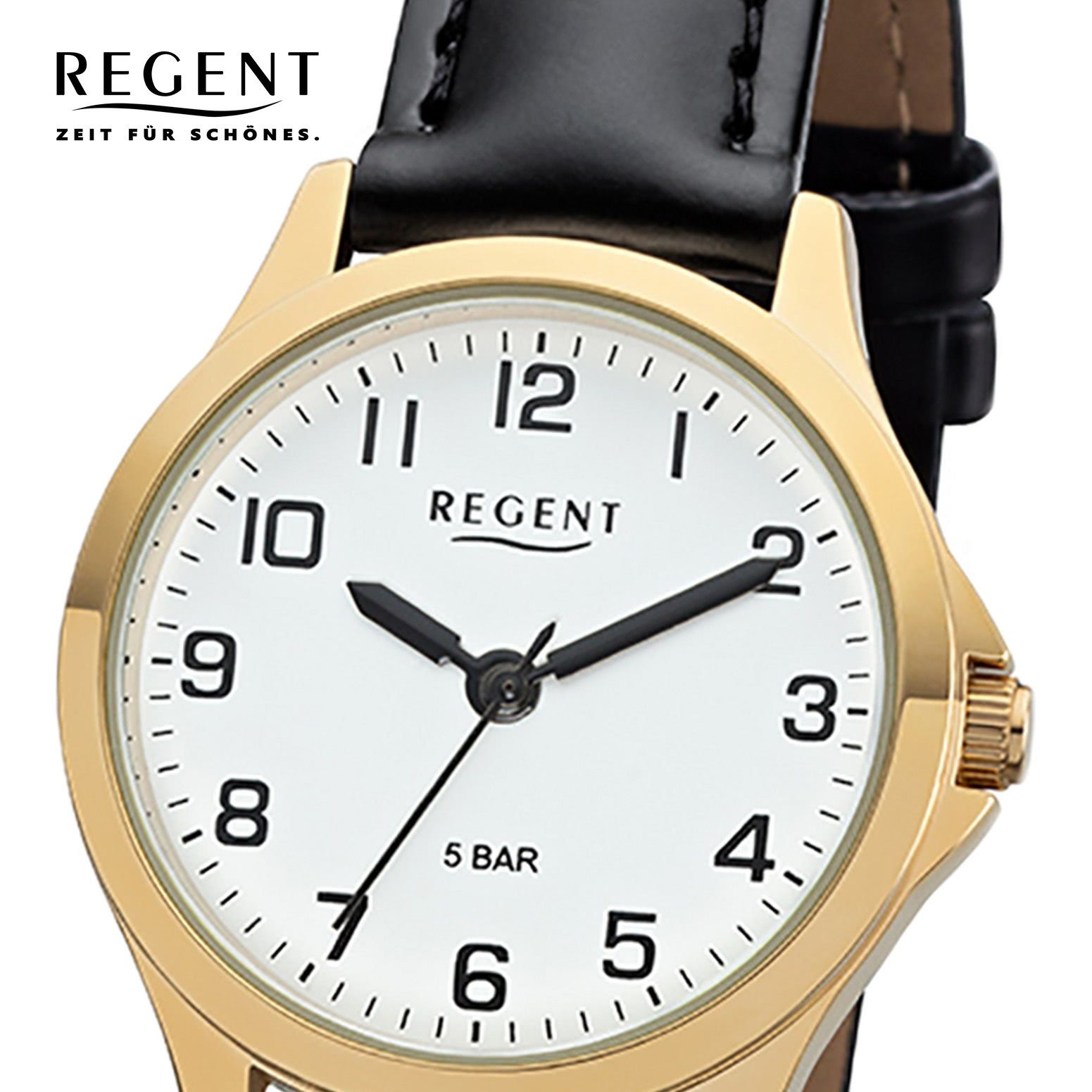 Regent Quarzuhr Regent Damen Uhr 2103484 Leder Quarz, (Analoguhr), Damen Armbanduhr rund, klein (ca. 29mm), Lederarmband
