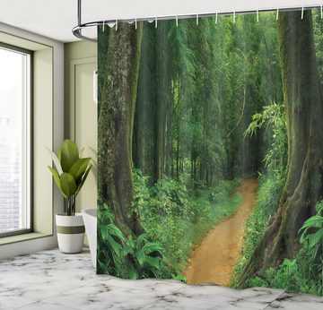 Abakuhaus Duschvorhang Moderner Digitaldruck mit 12 Haken auf Stoff Wasser Resistent Breite 175 cm, Höhe 180 cm, Tropisch Dschungel Wald Bäume