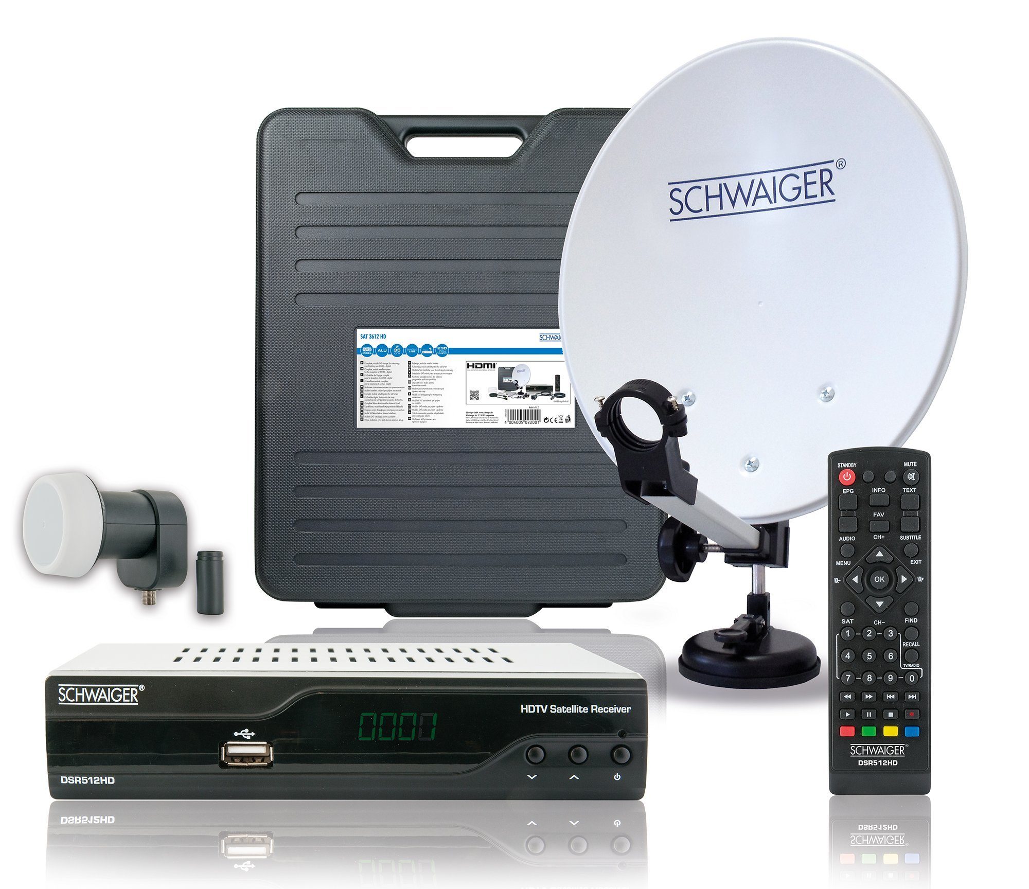 Schwaiger SAT3612HD SAT-Antenne (35 cm, Stahl, Single LNB, hellgrau)