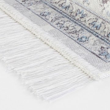 Teppich Orientalischer Samt Teppich Fransen Oriental Vintage Pastell Blau, NOURISTAN, rechteckig, Höhe: 5 mm