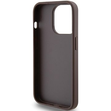 Guess Handyhülle Case iPhone 15 Pro Kunstleder braun mit goldfarbenen Logo 6,1 Zoll, Kantenschutz