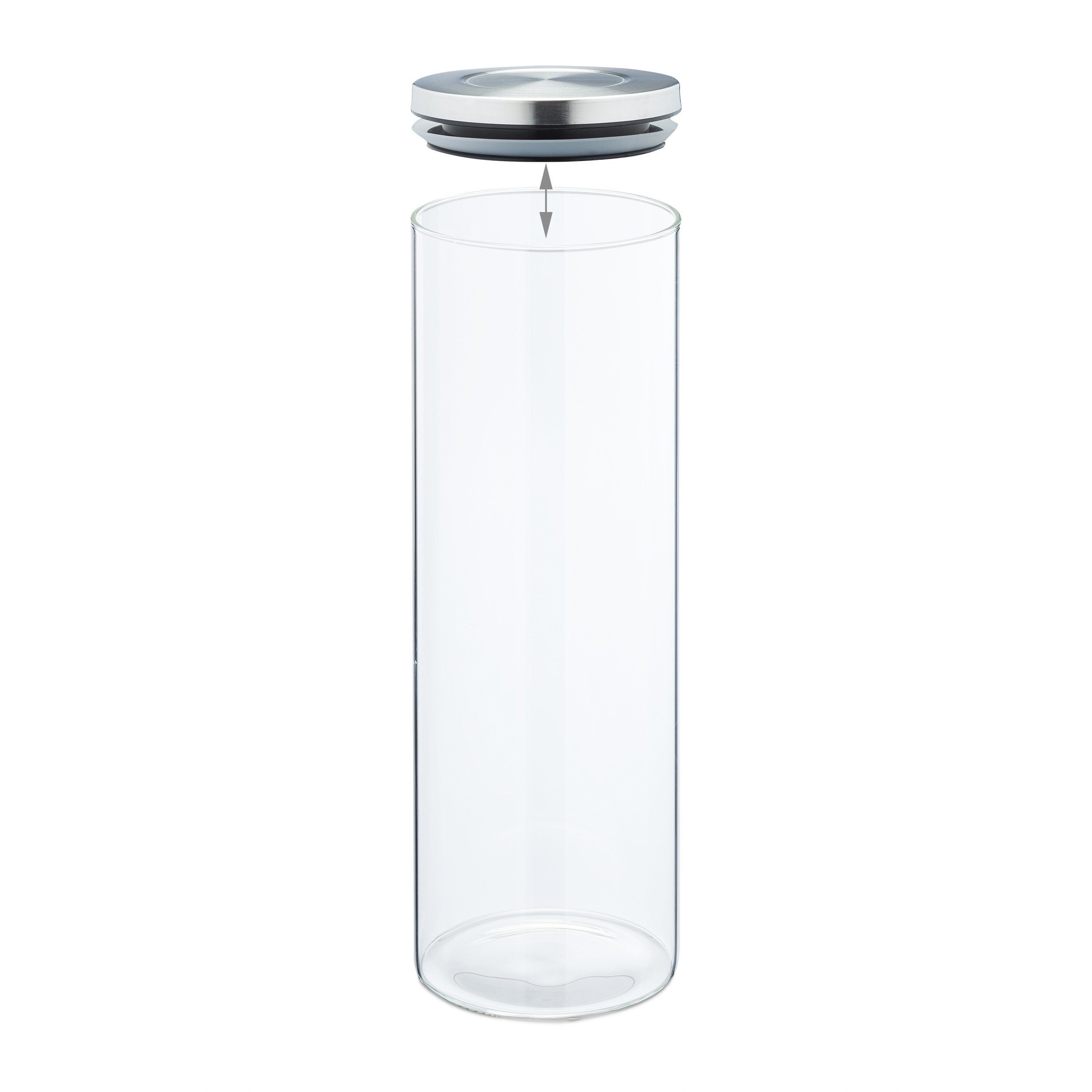 Liter, je 1,6 relaxdays Glas Vorratsgläser 4er Vorratsglas Set