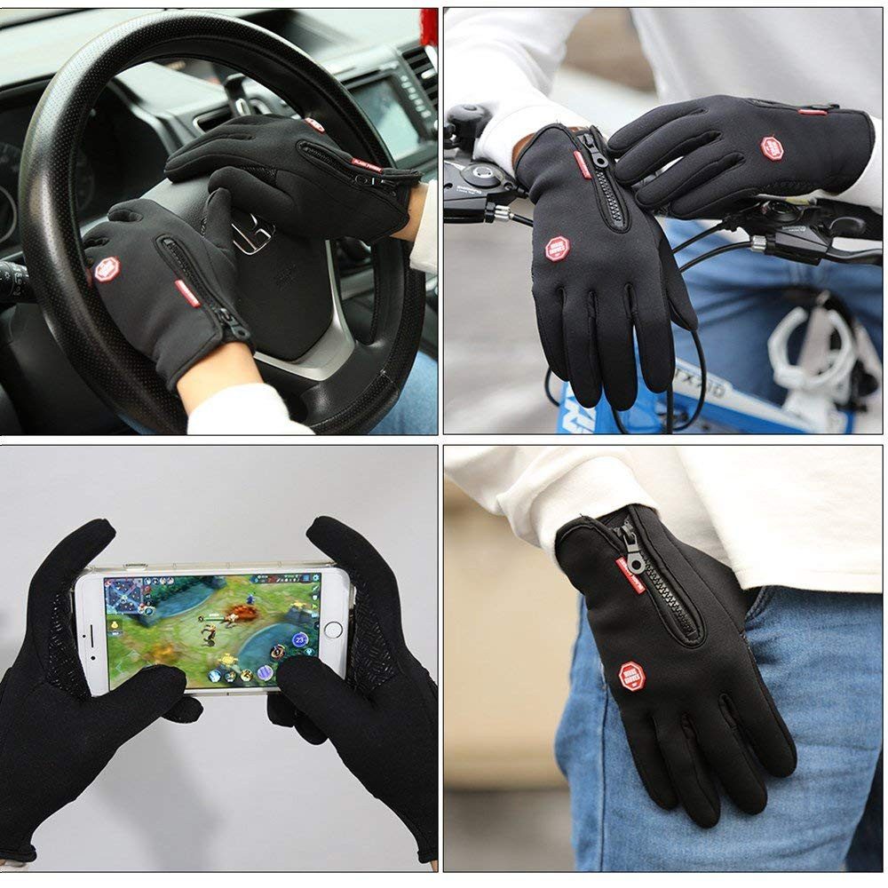 nsihing Fahrradhandschuhe Damen Herren Wasserdicht Winterhandschuhe Touchscreen Sporthandschuhe – Bild 4 von 5