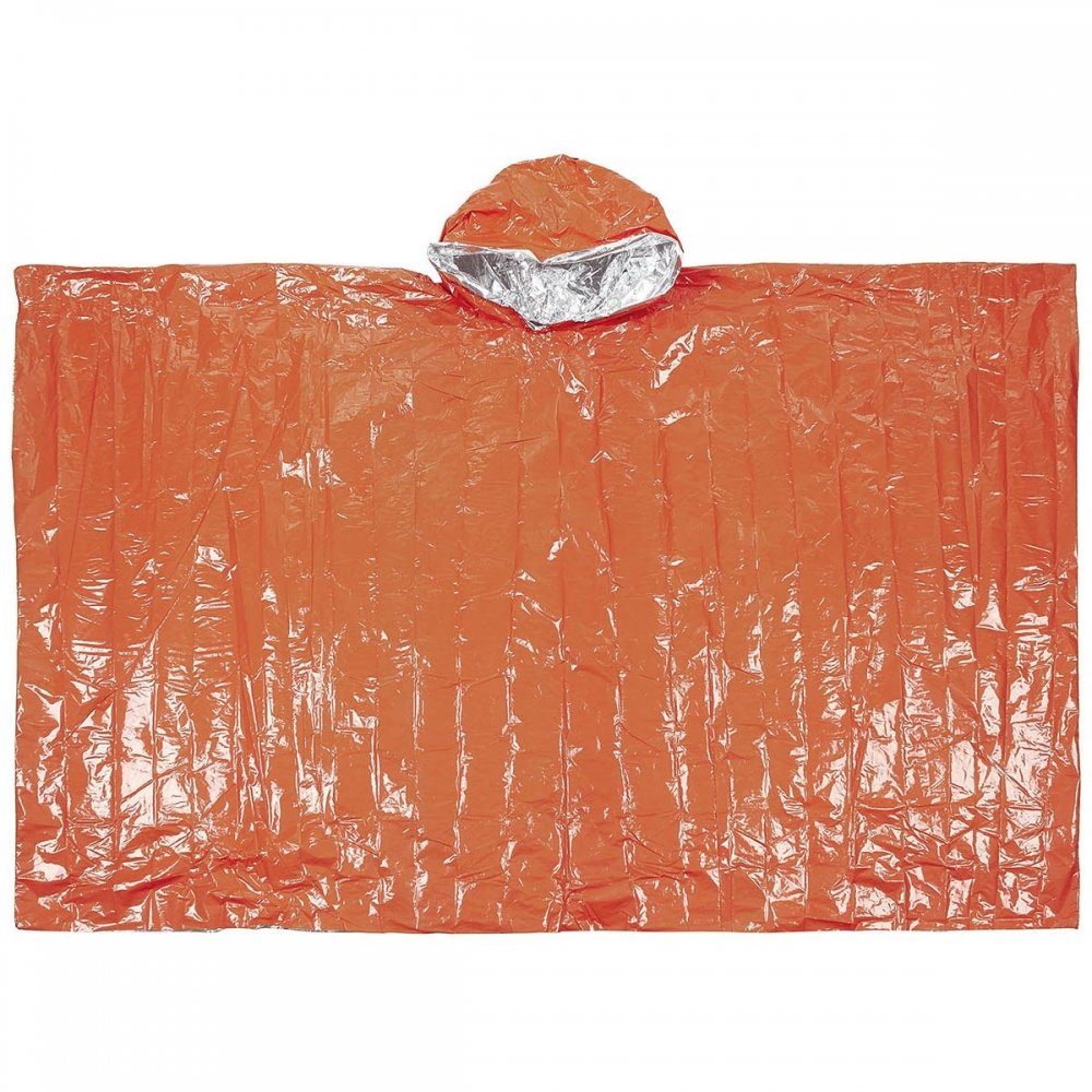 FoxOutdoor Regenponcho Notfall-Poncho, orange, einseitig alubeschichtet einseitig alubeschichtet