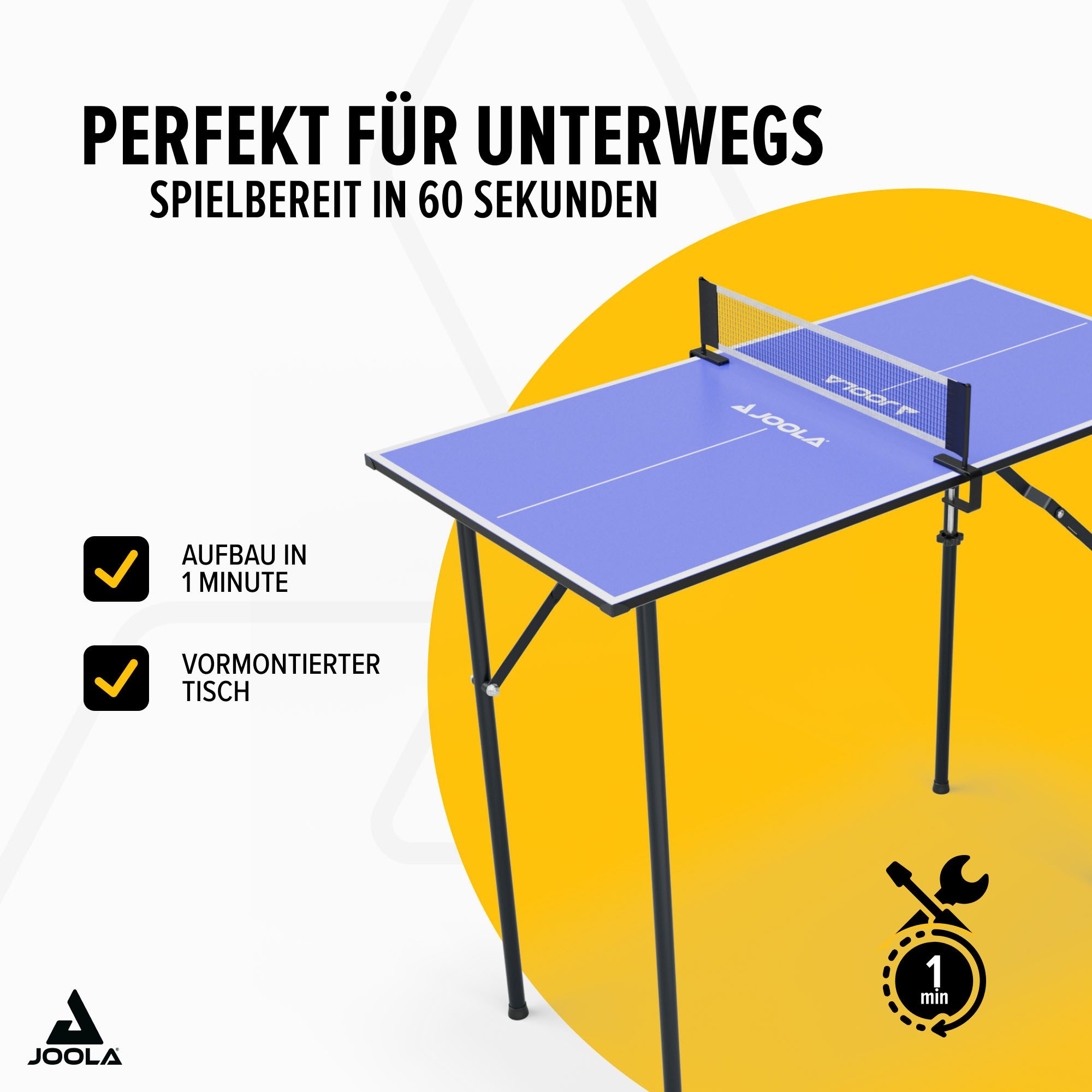 Joola Mini-Tischtennisplatte Mini (2-tlg), Das Netz ist im Lieferumfang enthalten