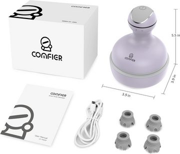 Comfier Massagegerät Elektrisches portables Kopfmassagegeräte wasserdicht, kabellos, Kopkrauler mit 4 Knetmassageköpfe für Entspannung Geschenke