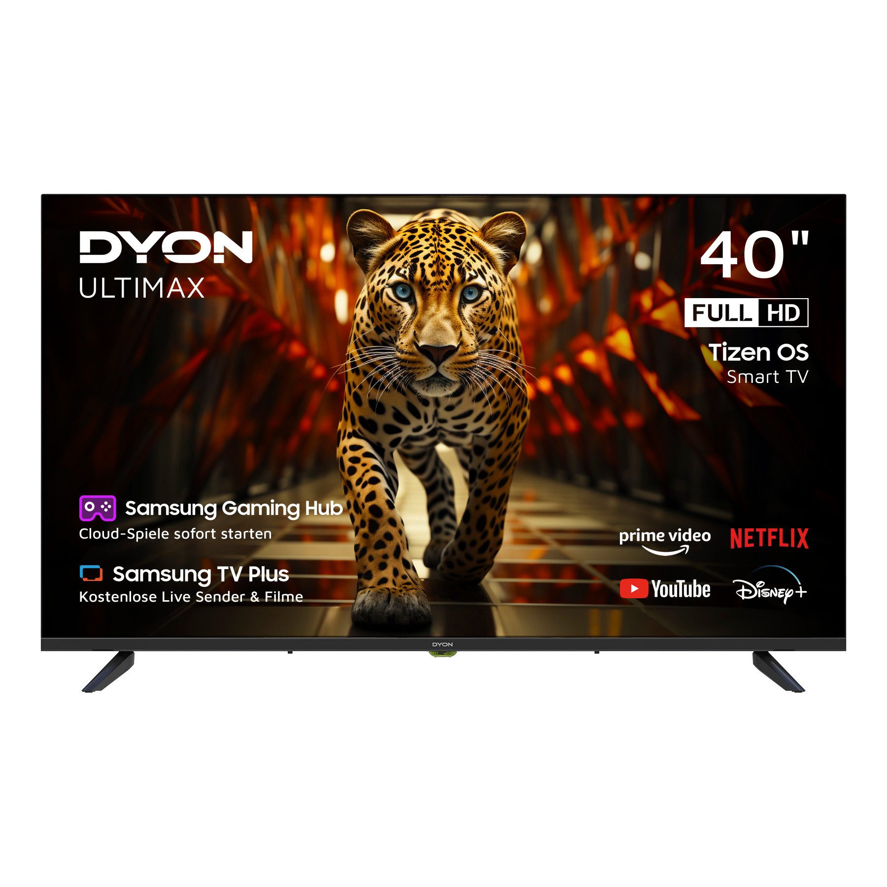 Dyon Ultimax 40F-TI LED-Fernseher (100 cm/40 Zoll, Full HD, Smart-TV, 40" Full HD Smart TV mit Samsung TV Plus, Gaming und TV Hub)