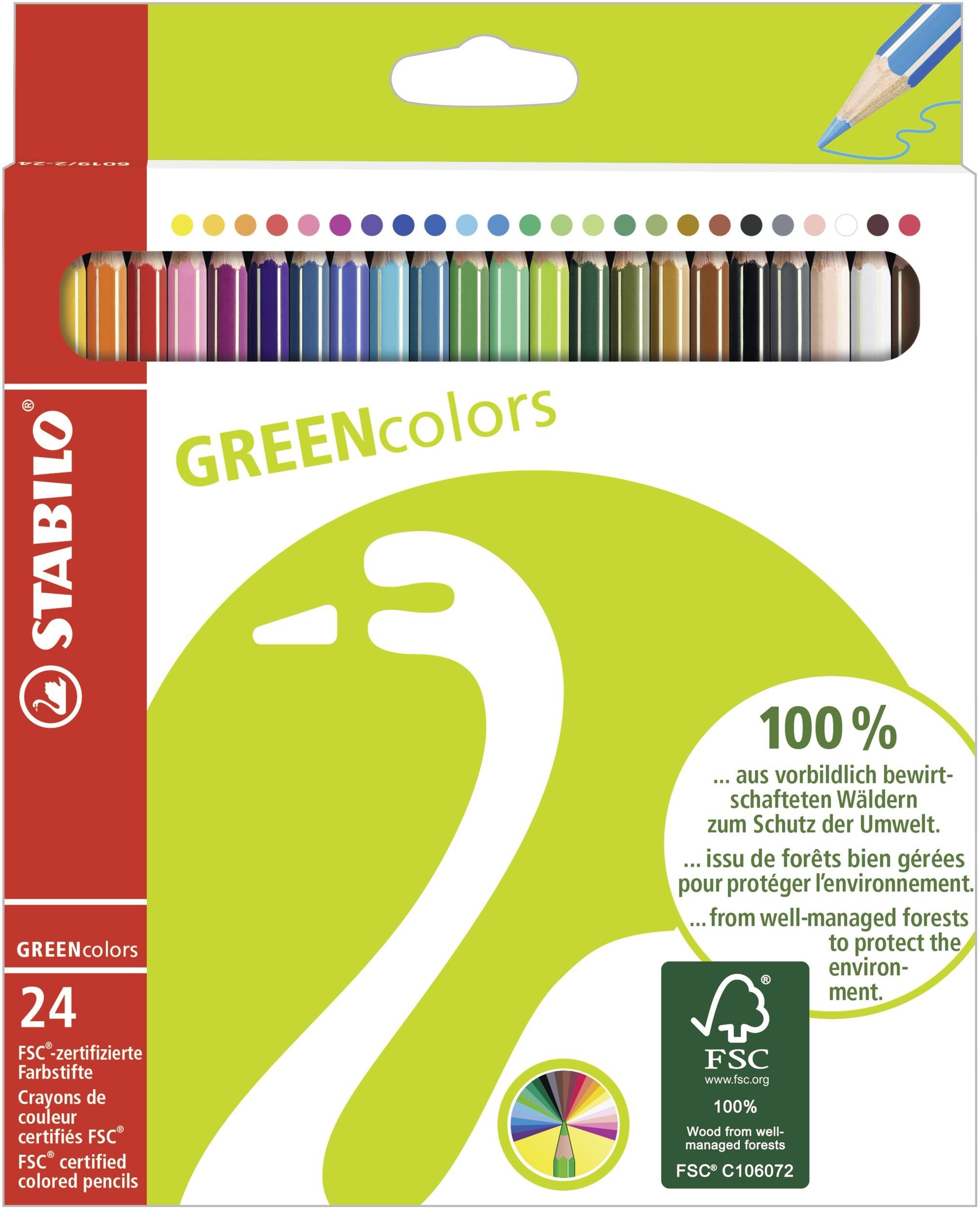 STABILO Buntstift STABILO Buntstifte GREENcolors, 24er Karton-Etui