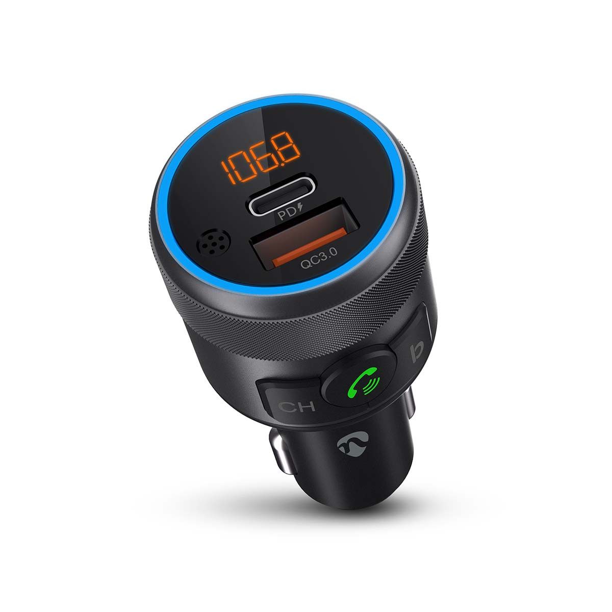 Nedis CATR3024BK KFZ-Transmitter Kfz Audio FM Transmitter zu Kfz Audio FM Transmitter, Bluetooth-Streaming, Freisprechfunktion, Sprachsteuerung, Bass – Bild 4 von 5