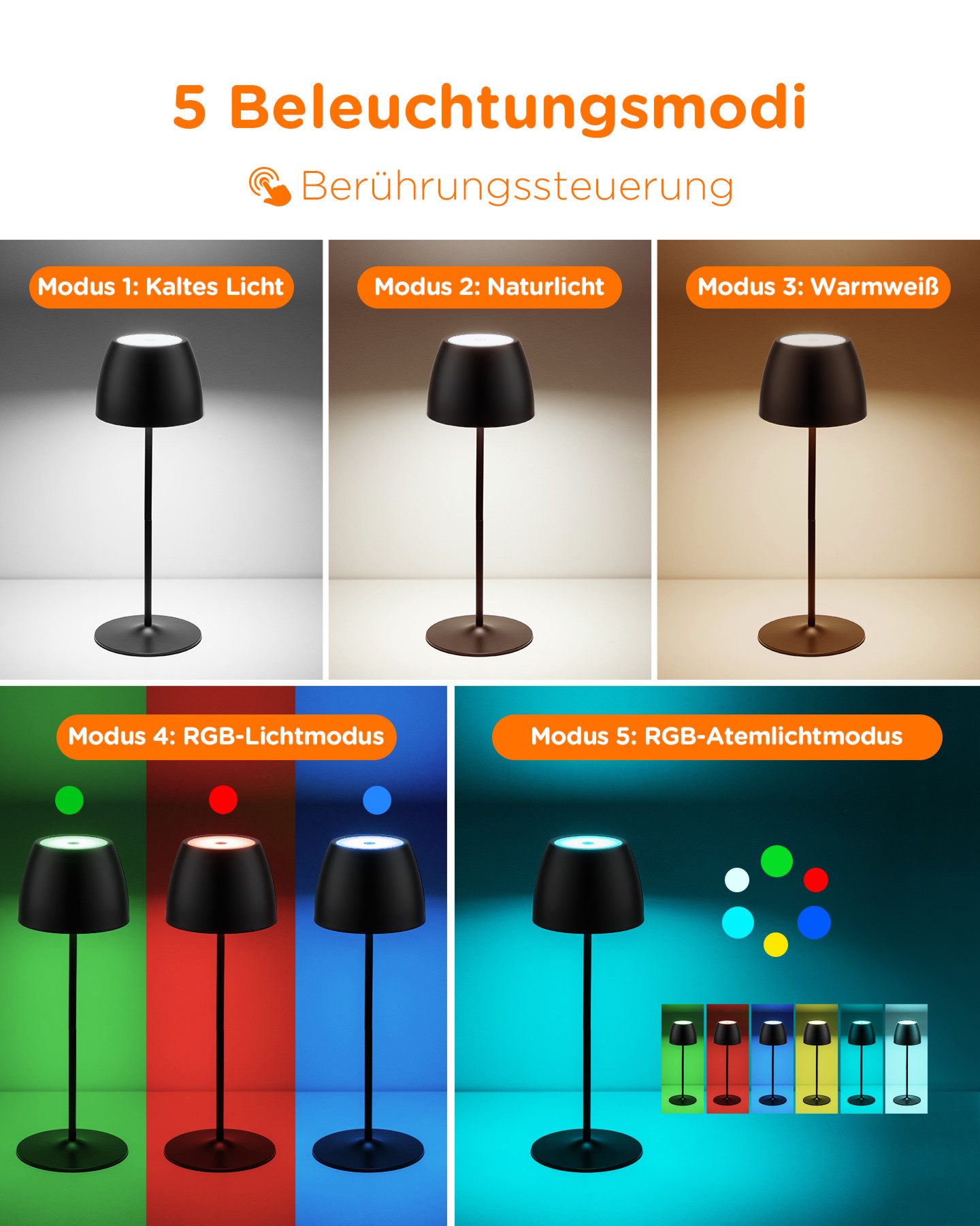 Tomons LED Außen-Tischleuchte dimmbare kabellose Touch-Tischlampe, günstig online kaufen