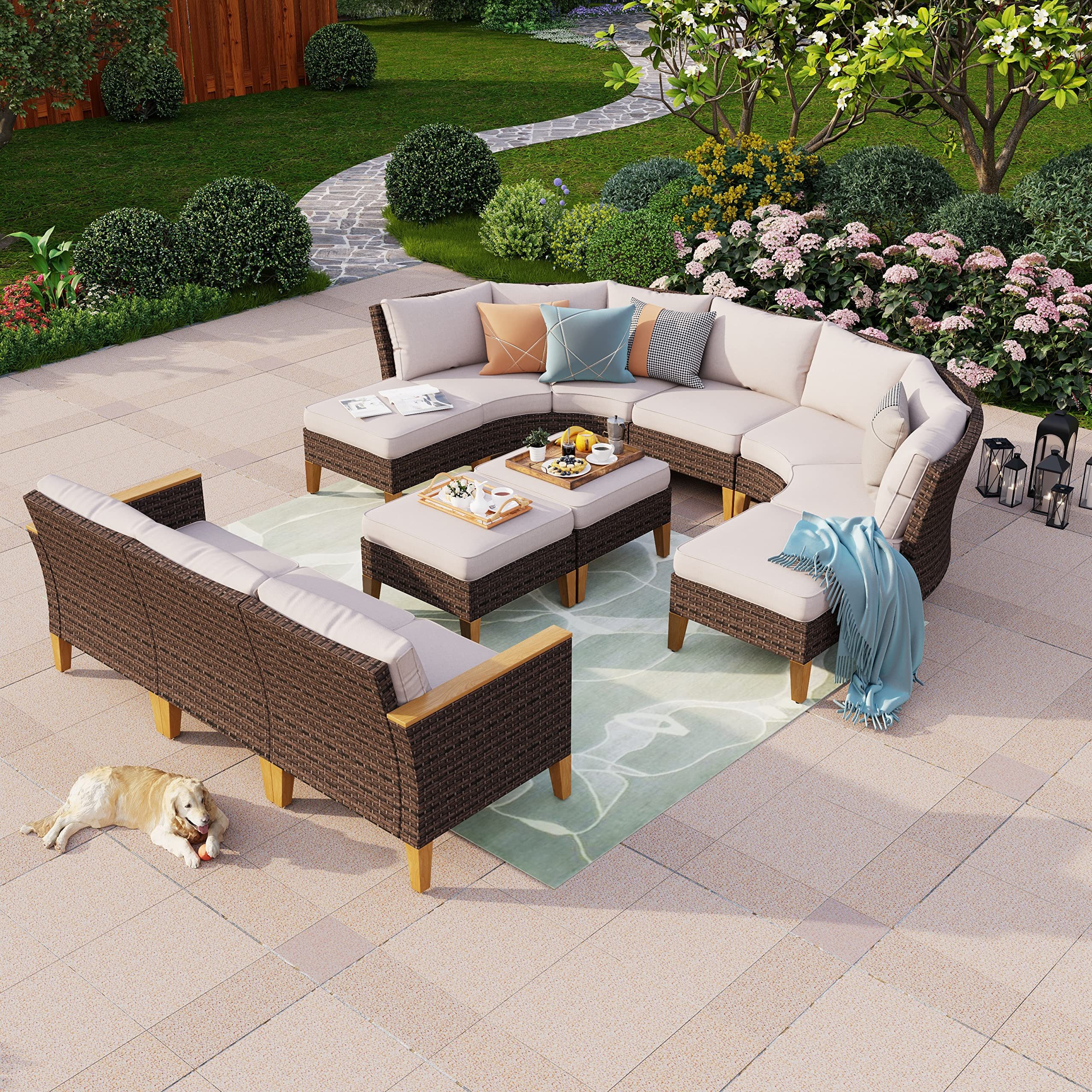 PHI VILLA Gartenlounge-Set, (4 Sofa, 2 Armlehne Stuhl, 2 Armloser Stuhl, 4 günstig online kaufen