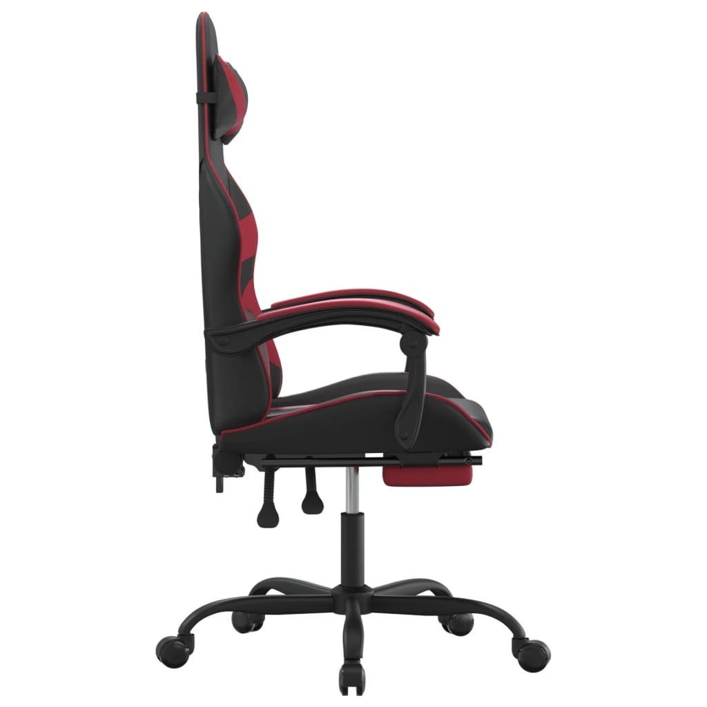 Gaming-Stuhl (1 mit Drehbar Weinrot Schwarz Kunstleder Fußstütze St) & furnicato