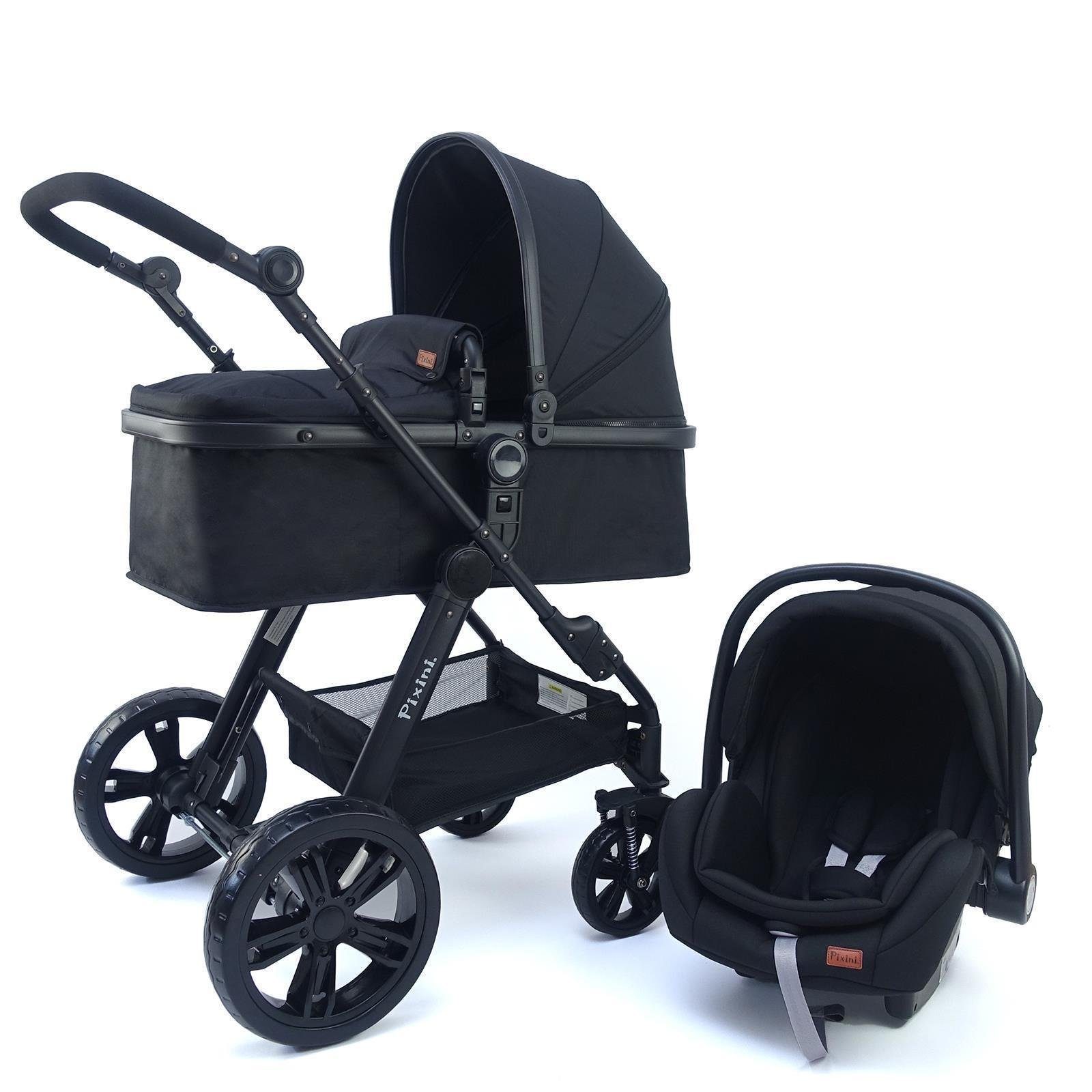 Kinderwagen Arizona schwarz 3in1 Set Pixini Kombi-Kinderwagen Pixini