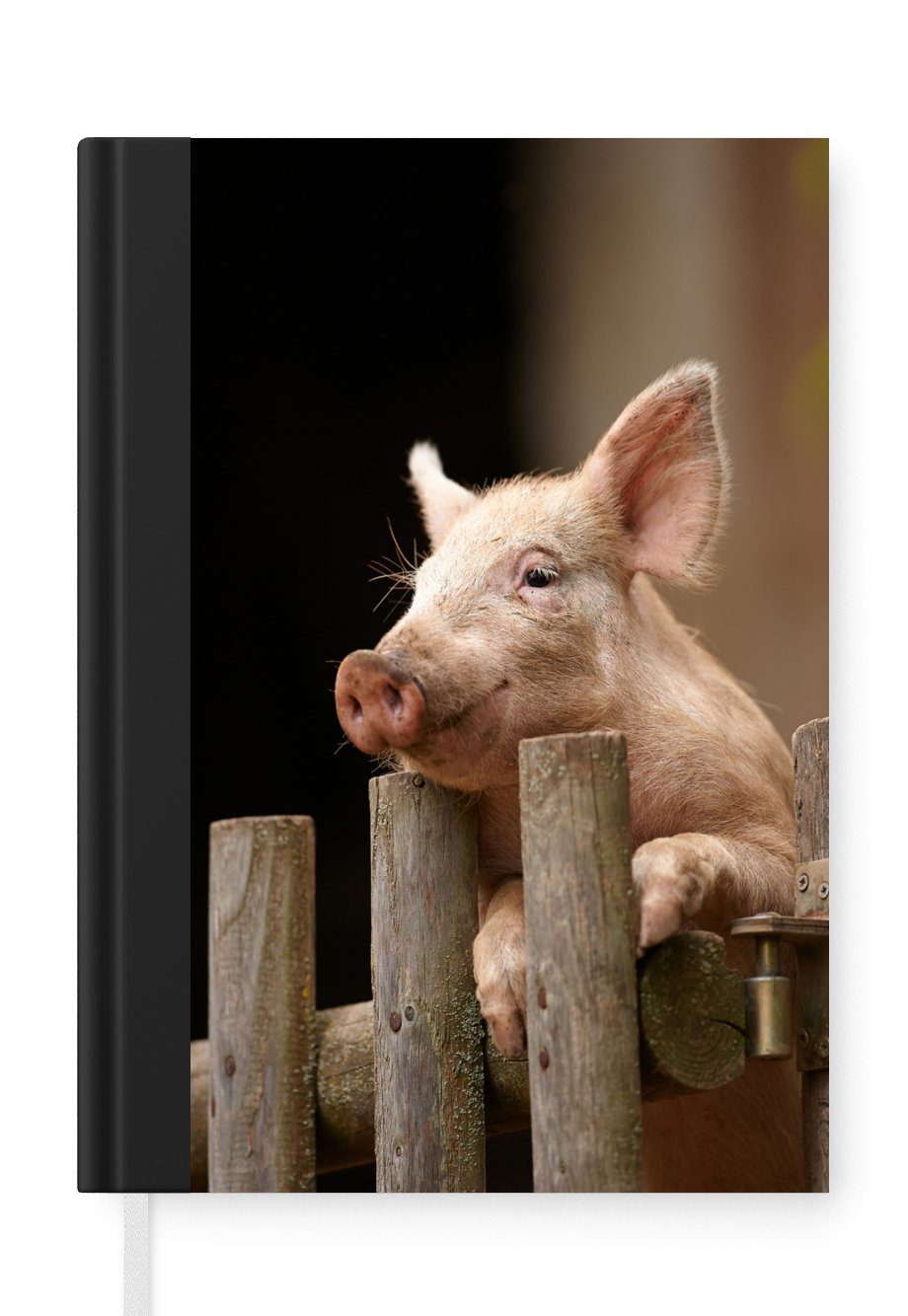 MuchoWow Notizbuch Schwein - Tier - Zaun, Journal, Merkzettel, Tagebuch, Notizheft, A5, 98 Seiten, Haushaltsbuch