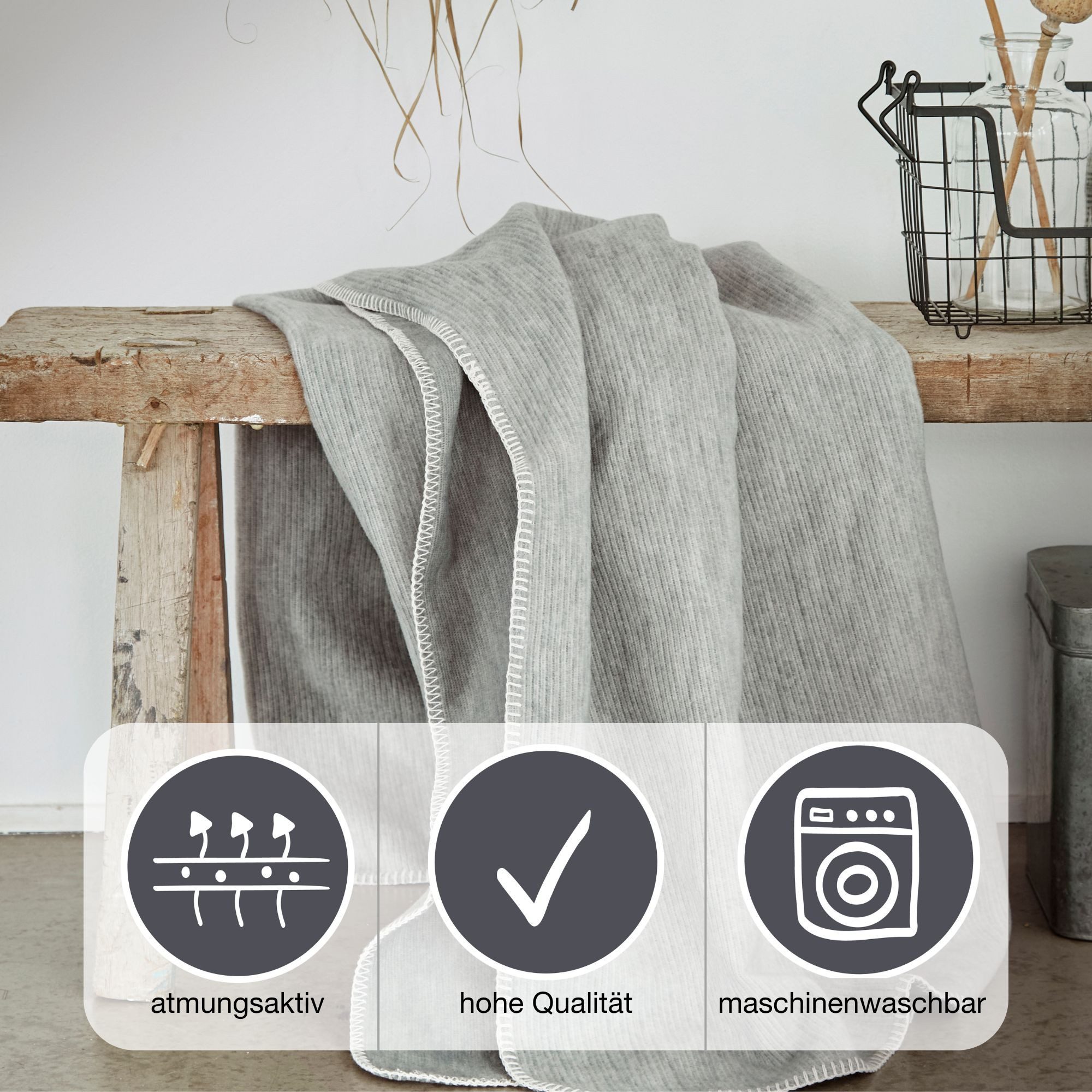 Wohndecke Wohndecke Lausanne, IBENA, in schlichtem Melange-Look