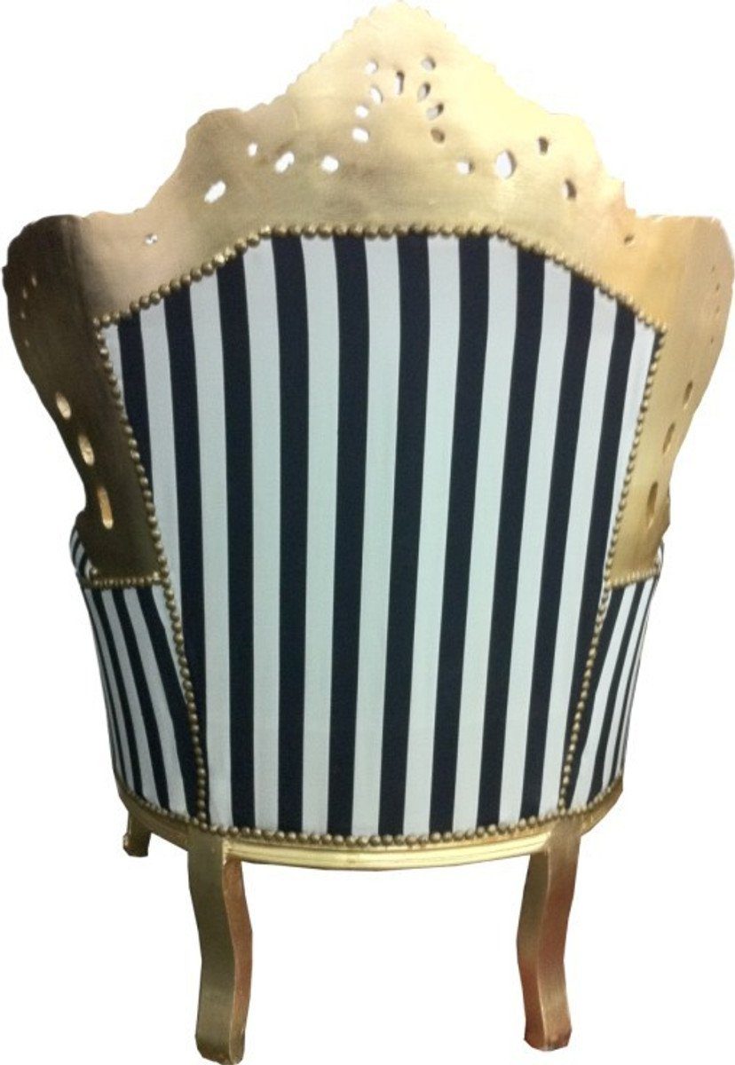 120 Streifen Sessel mit H. Padrino gold schwarz-weißen 85 gestreift Sessel Streifen King x Barock Casa 85 x
