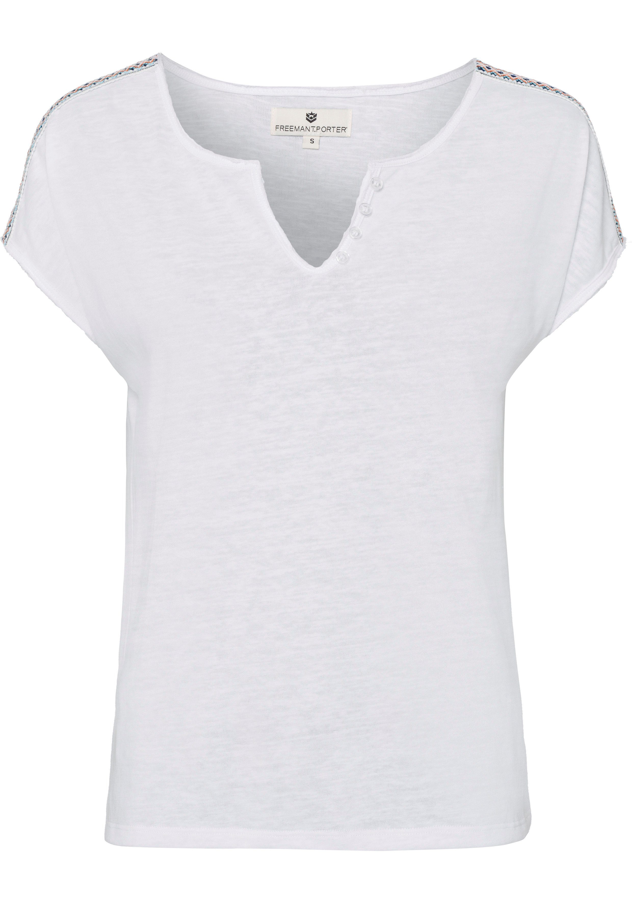 geschnittenen im T. Porter Used-Look T-Shirt Saumkanten Freeman mit (1-tlg)