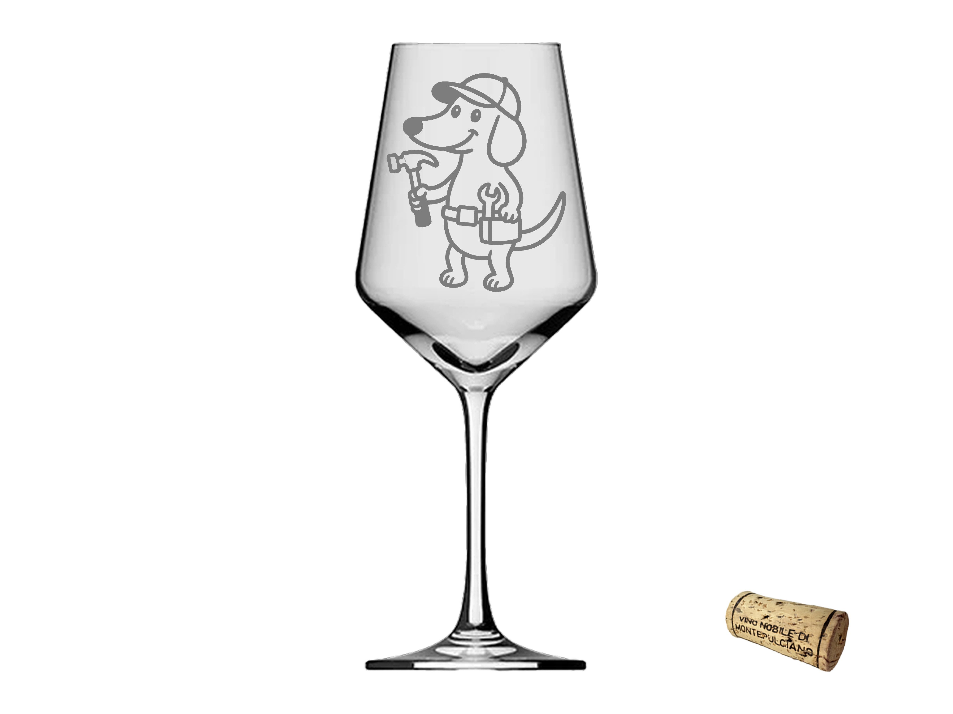 eXODA Weinglas Seppel Dackel Handwerker 350ml spülmaschinenfest für Grillmomente, 1-tlg., Glas, Atemberaubende Darstellung