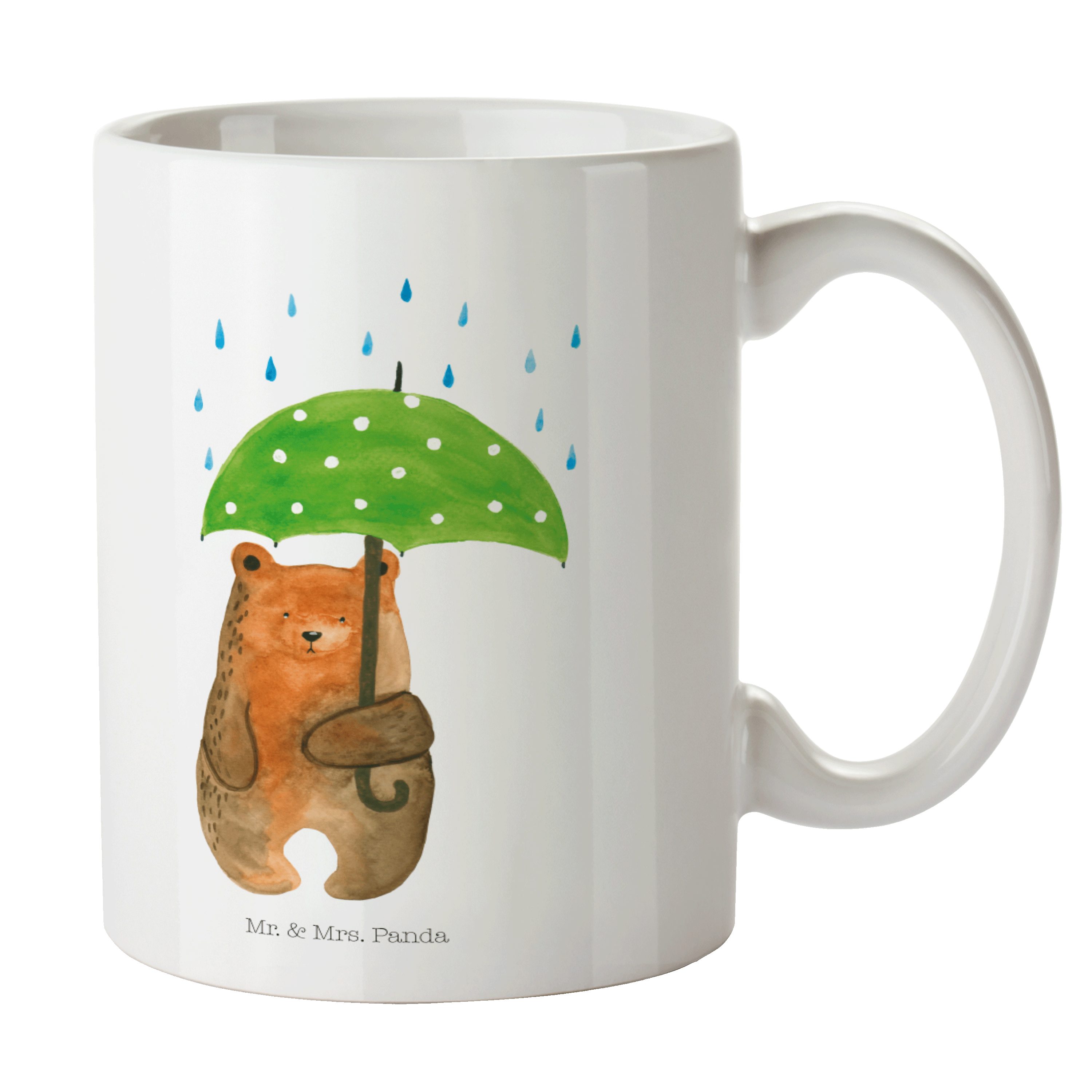 Mr. & Mrs. Panda Tasse Bär mit Regenschirm - Weiß - Geschenk, Freunde, Kaffeetasse, Büro Tas, Keramik