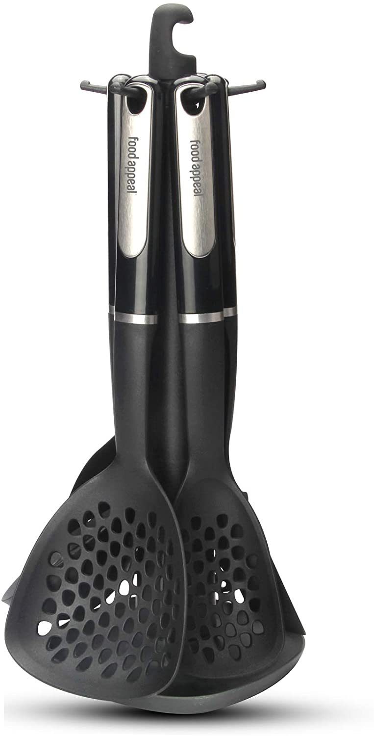 food appeal Schöpflöffel Urban, food appeal Urban Black 7 Stück Küchenlöffel Set mit rotierendem Stand