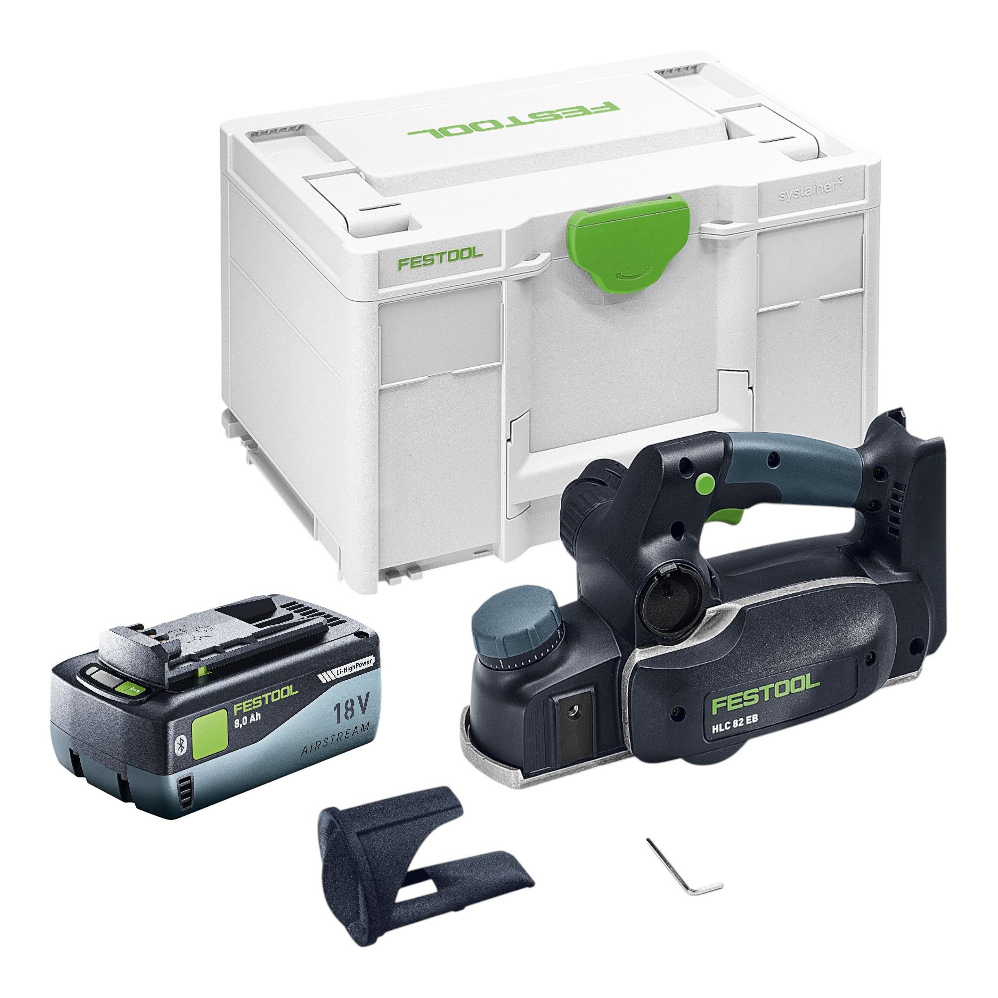 FESTOOL Elektrohobel HLC 82 EB-Basic 18 V 82mm + 1x Akku 8,0Ah + Systainer - ohne Ladegerät
