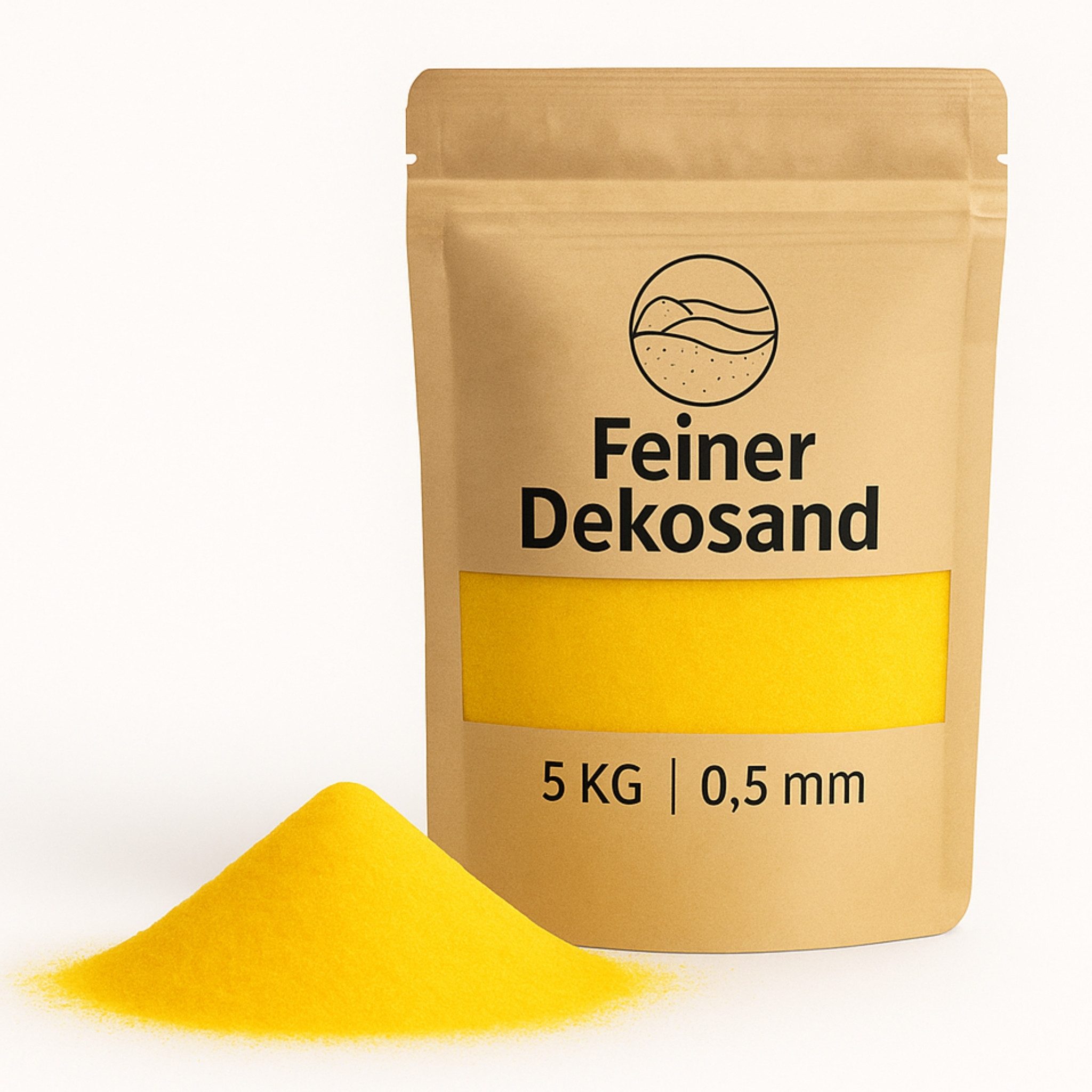 matches21 HOME & HOBBY Dekosand Deko-Sand gelb 5 kg für Vasen, Gläser & Streudeko (1-St), Bunter Farbsand als feiner Deko- & Bastelsand