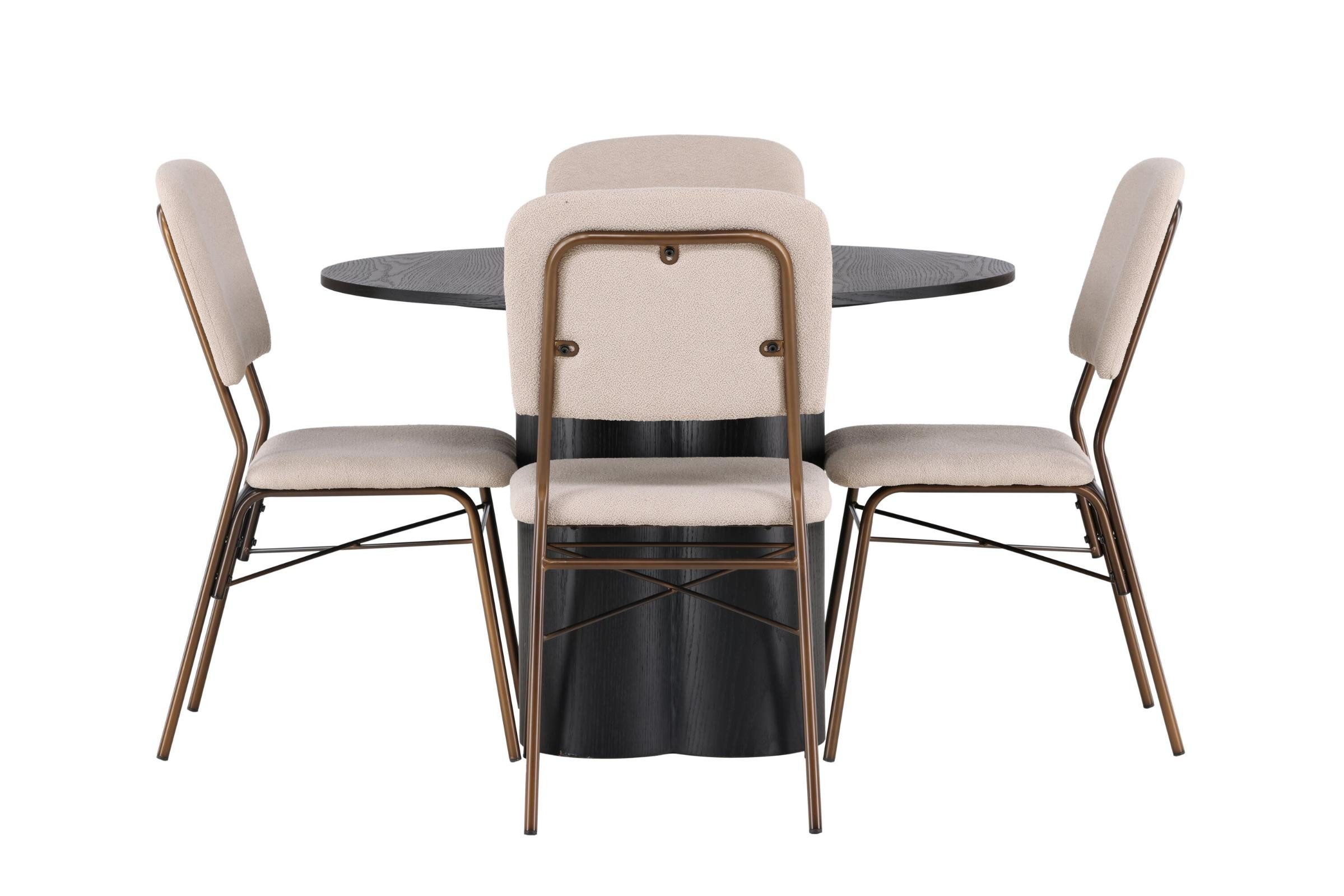 ebuy24 Essgruppe Olivia Essgruppe Esstisch schwarz 4 Stühle beige., (5-tlg)