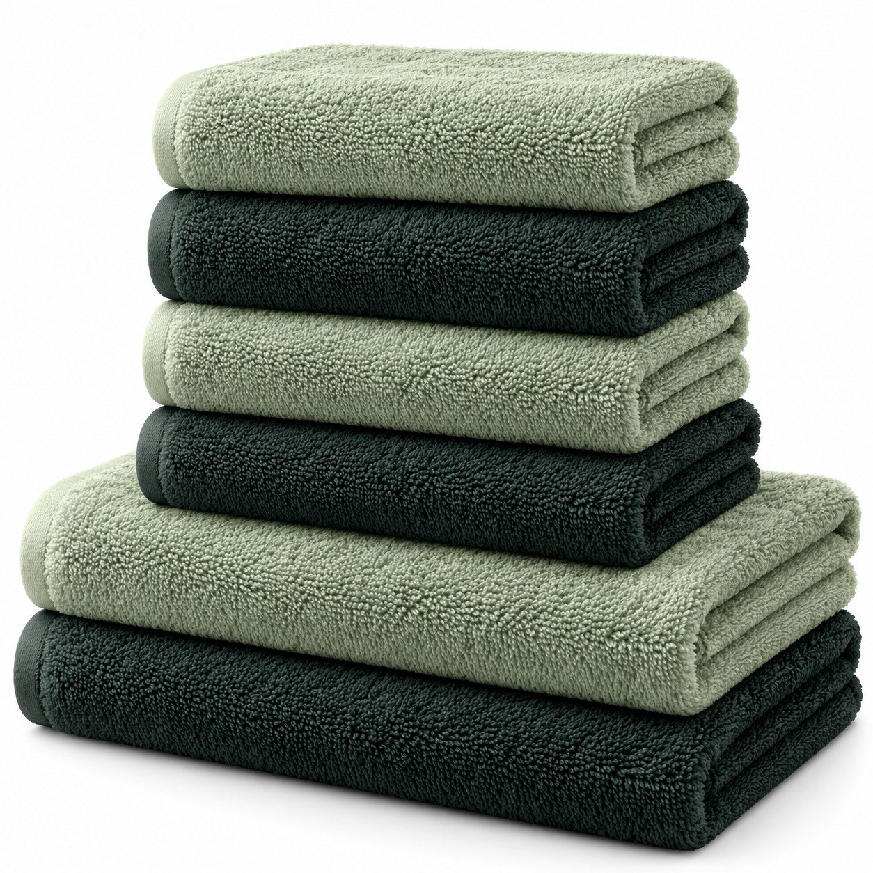BARBONS Handtuch Set Handtücher 6-tlg, 2x Badetuch & 4x Badehandtuch Duschtücher, (6-St), Walkfrottee, 100% Baumwolle, saugstark, weich