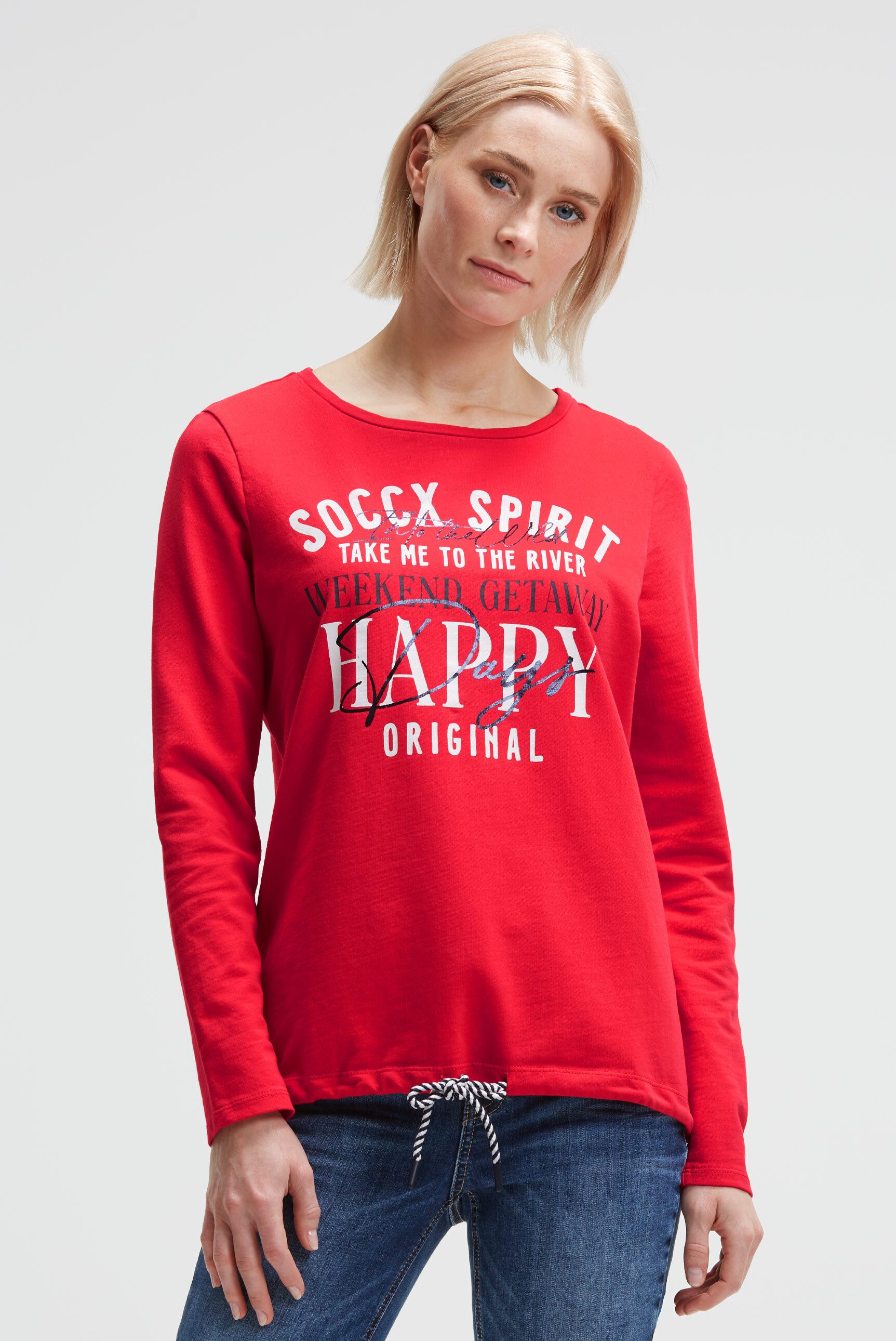 SOCCX Sweater mit Bindeband im Saum günstig online kaufen