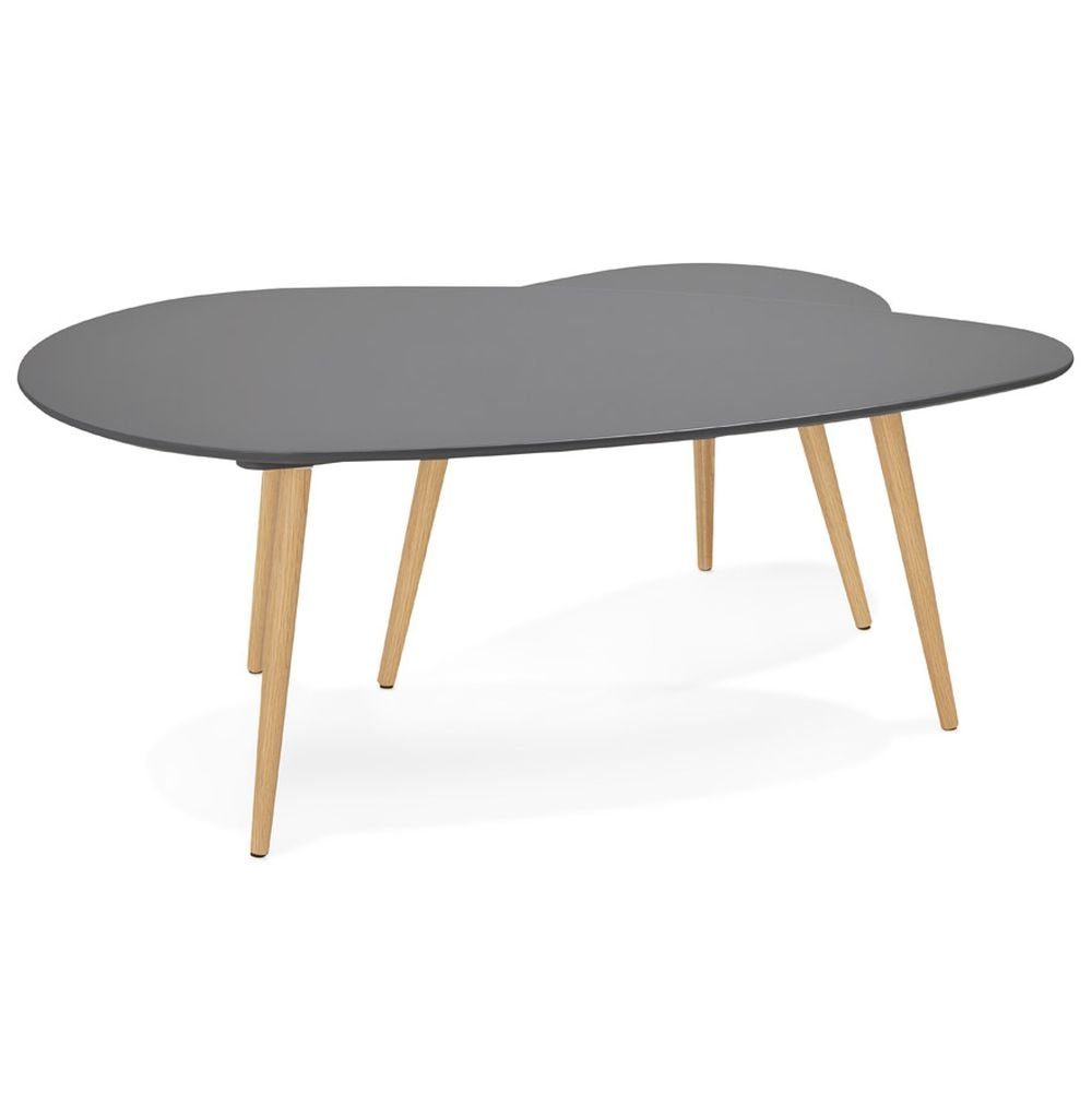 DESIGN Beistelltisch Dunkles MILLA Holz Grau KADIMA grey) Tischset (dark