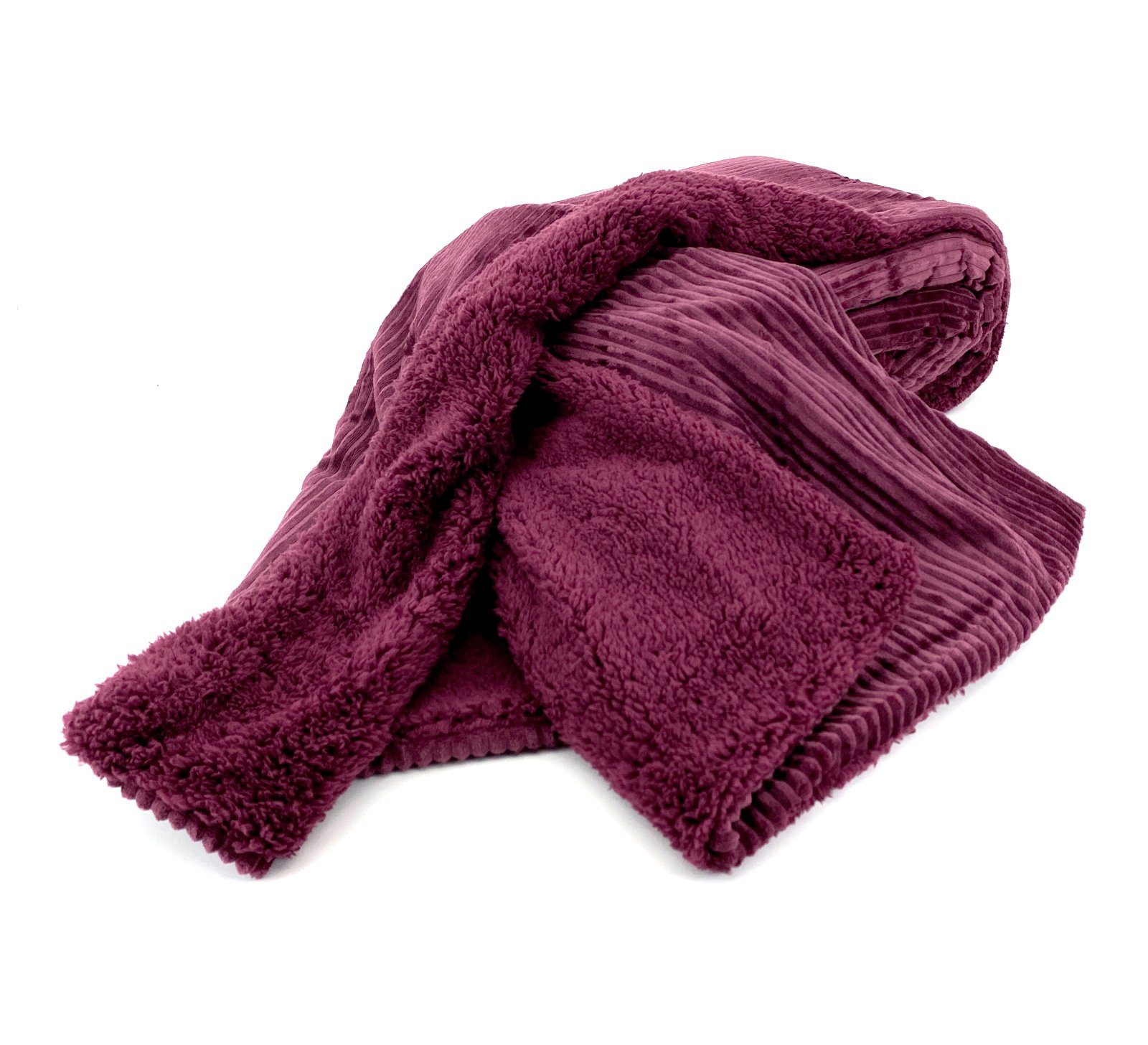 Wohndecke Flauschige Cord Kuscheldecke Sherpa Fell Sofadecke, heimtexland, 150x200 I extra dick I warm I kuschelig weich I fusselfrei